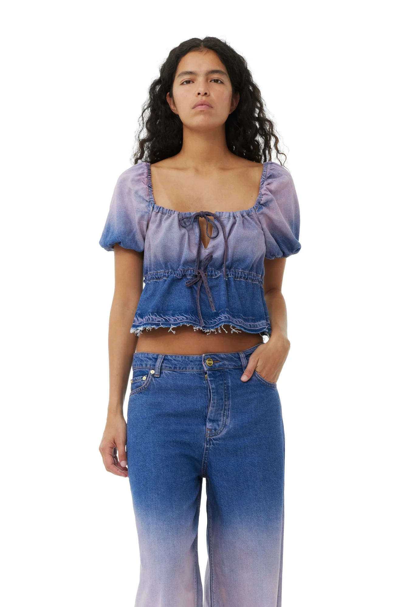 Bleach Future Denim Puff Sleeve Top | Bleach - Image 3