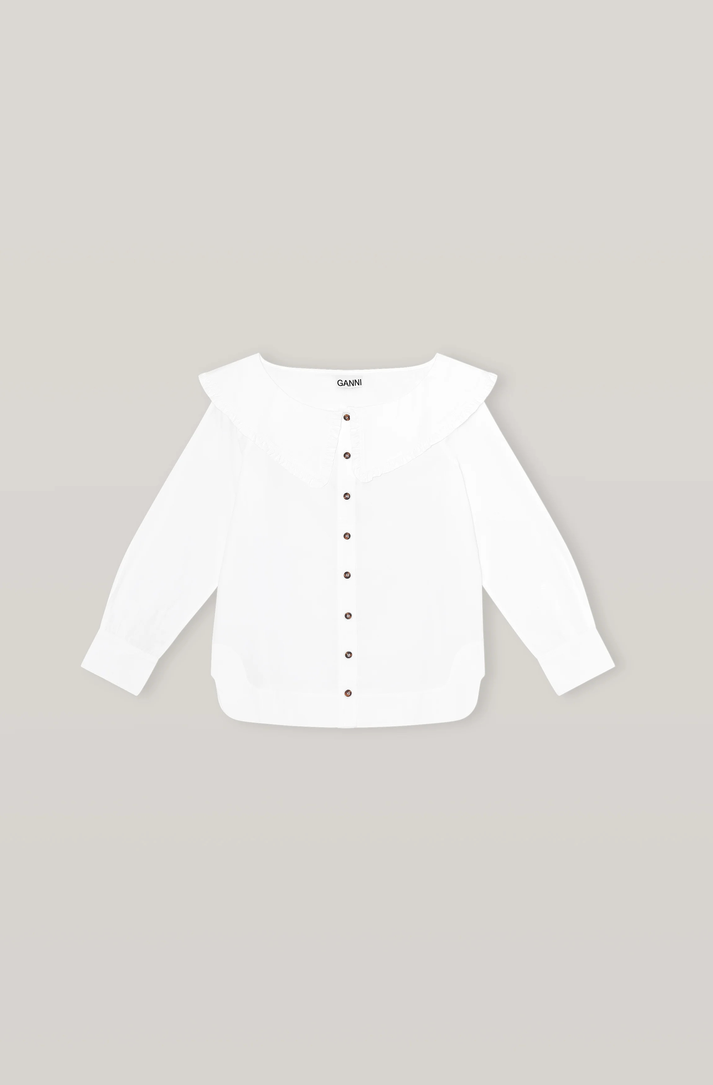 Boat-Neck Signature Collar Cotton Poplin Shirt | Bright White