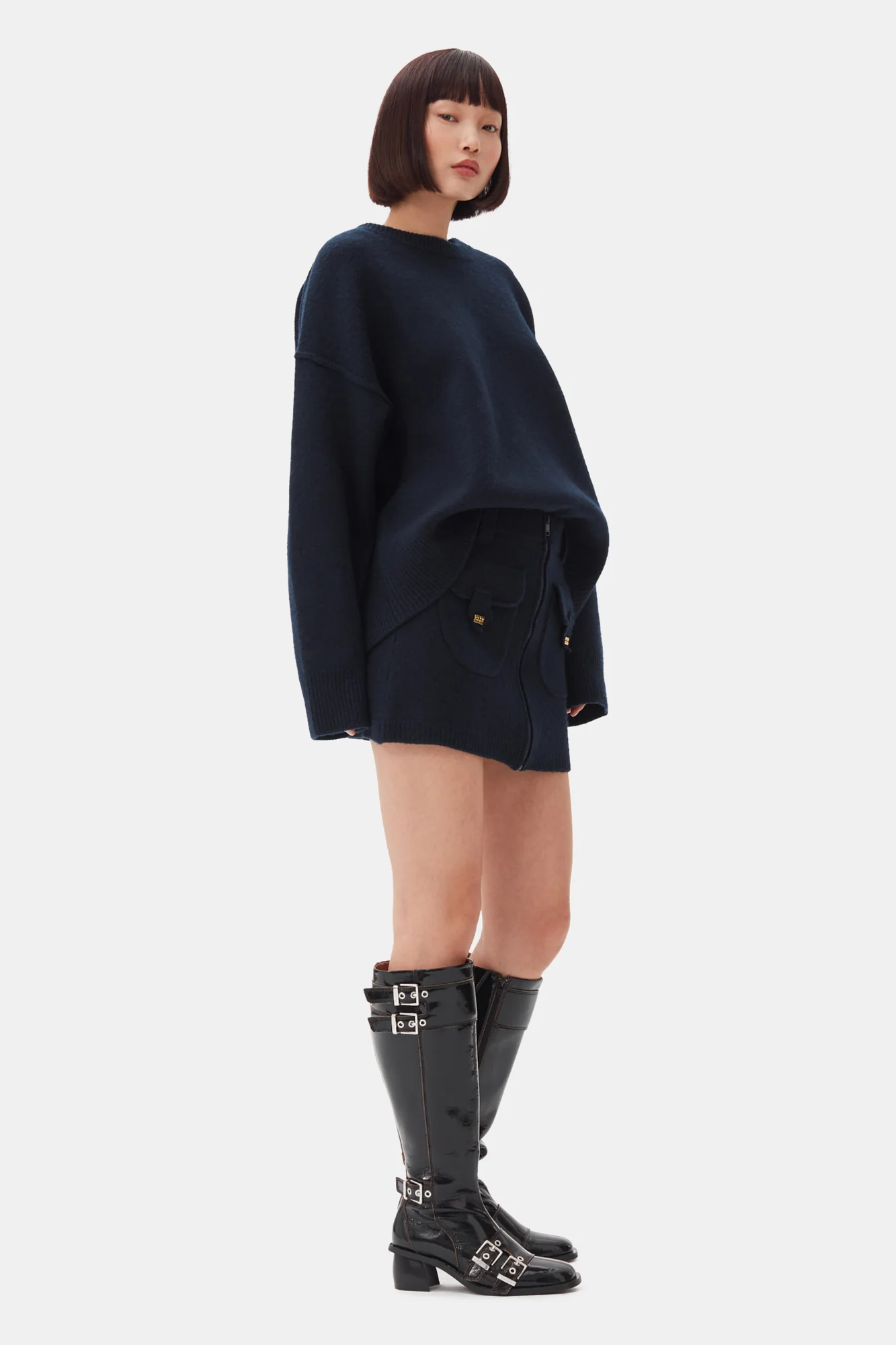Boiled Wool O-Neck | Sky Captain - Image 5