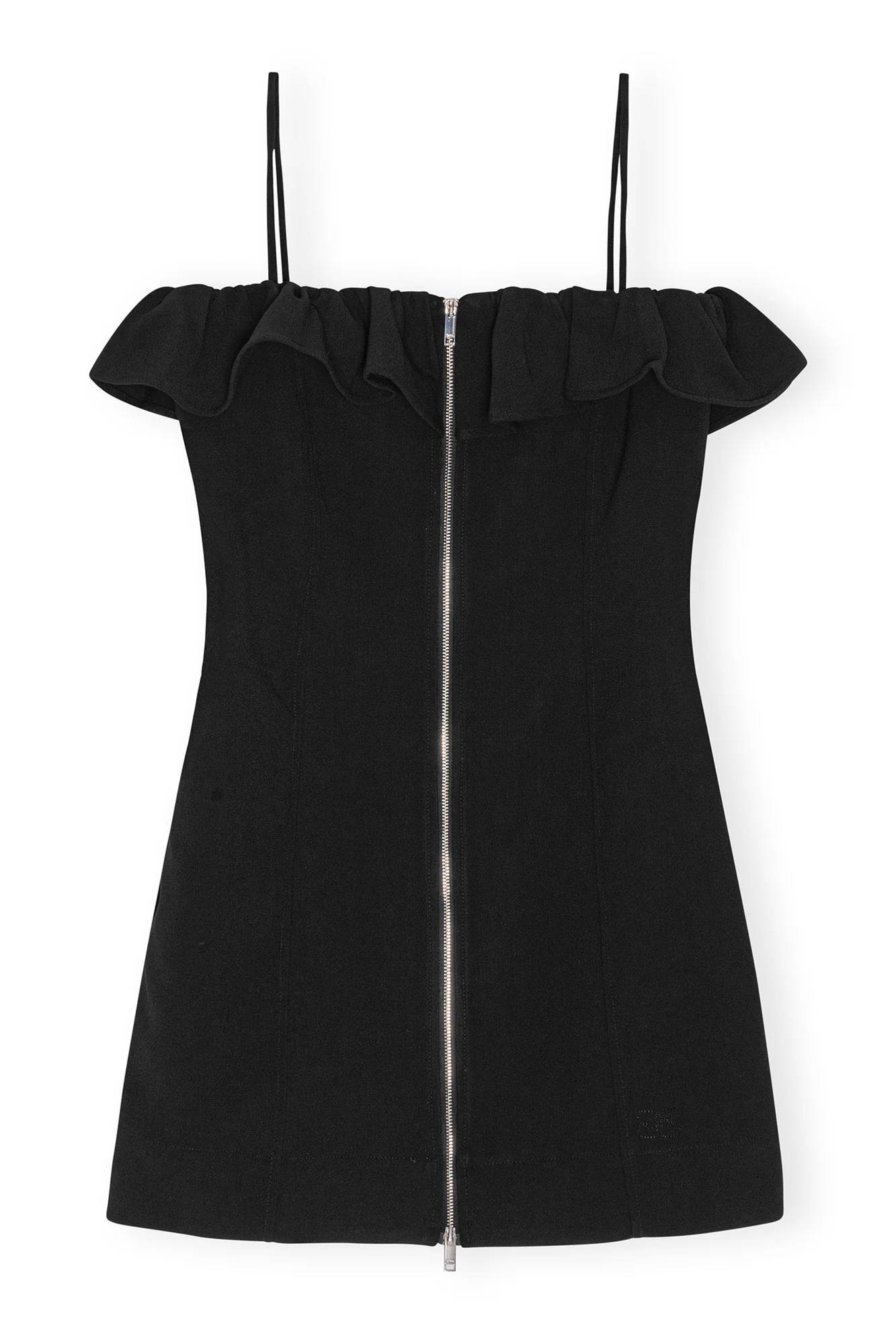 Bonded Crepe Strap Mini Dress | Black