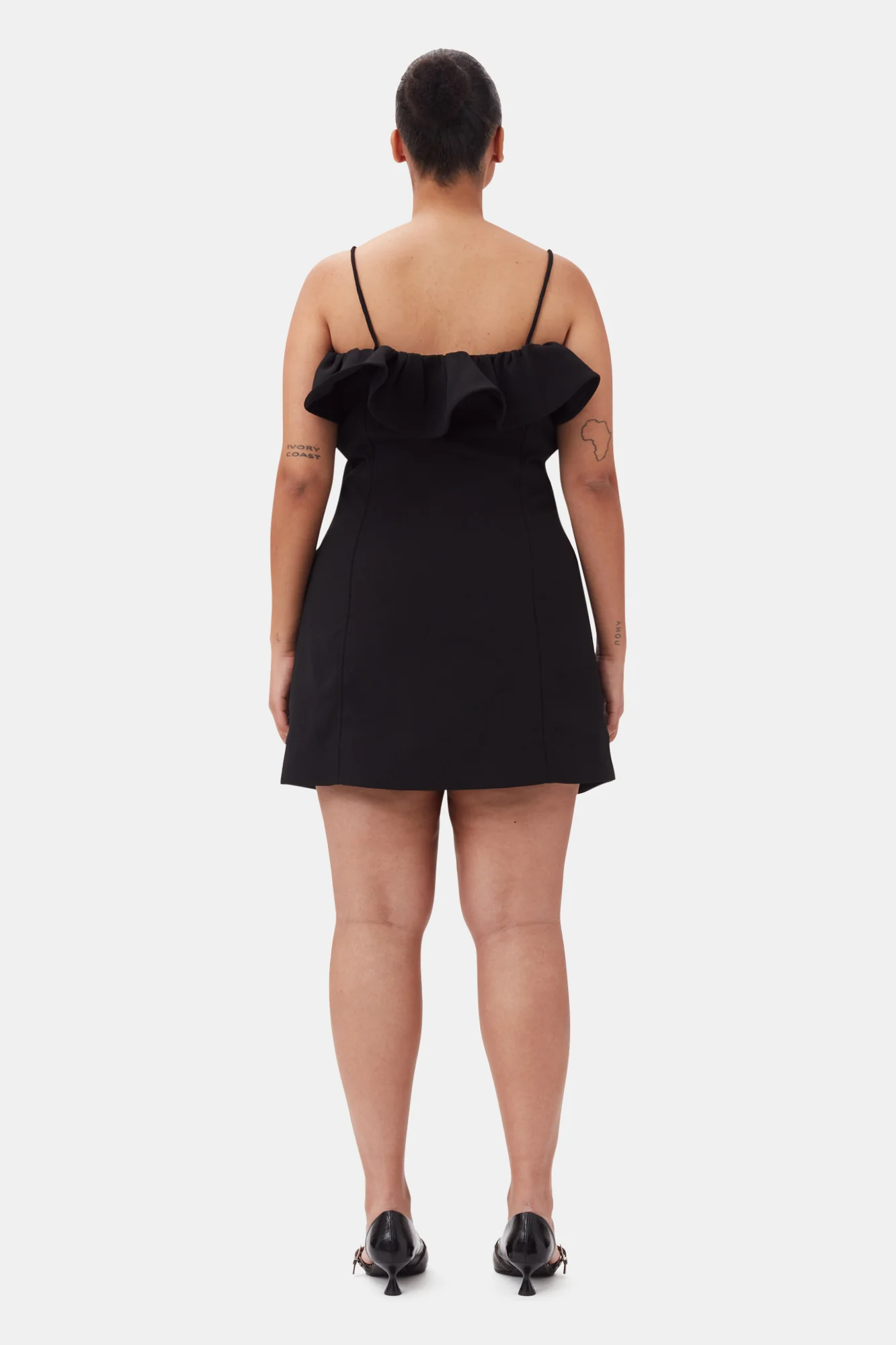 Bonded Crepe Strap Mini Dress | Black - Image 10