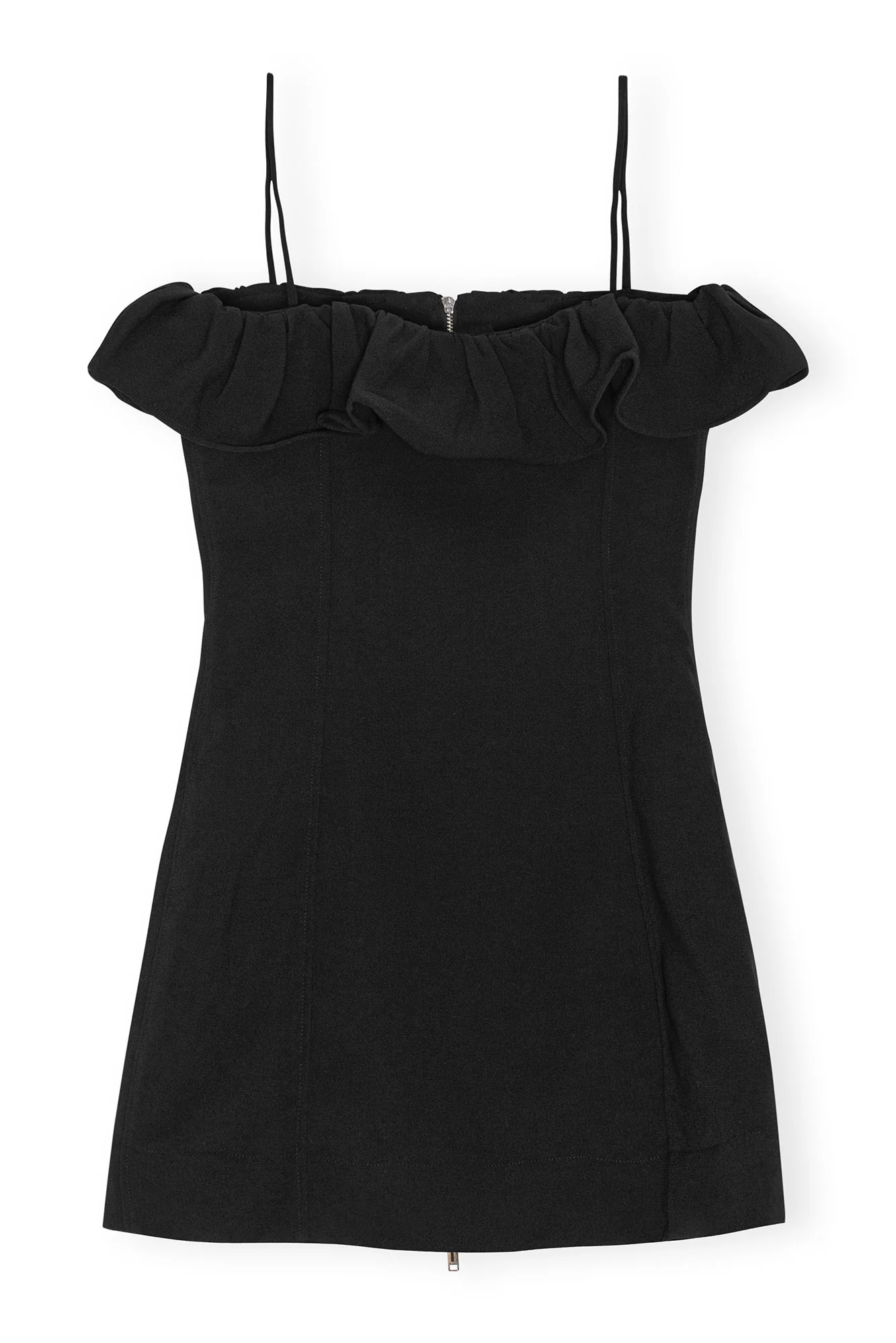 Bonded Crepe Strap Mini Dress | Black - Image 2