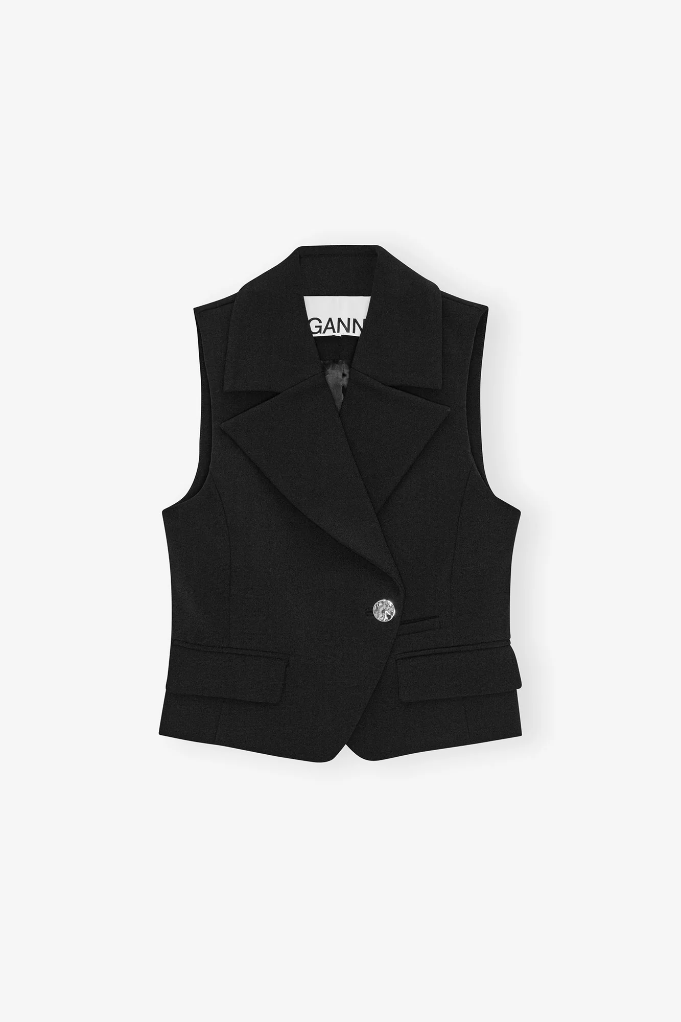 Bonded Crepe Vest | Black