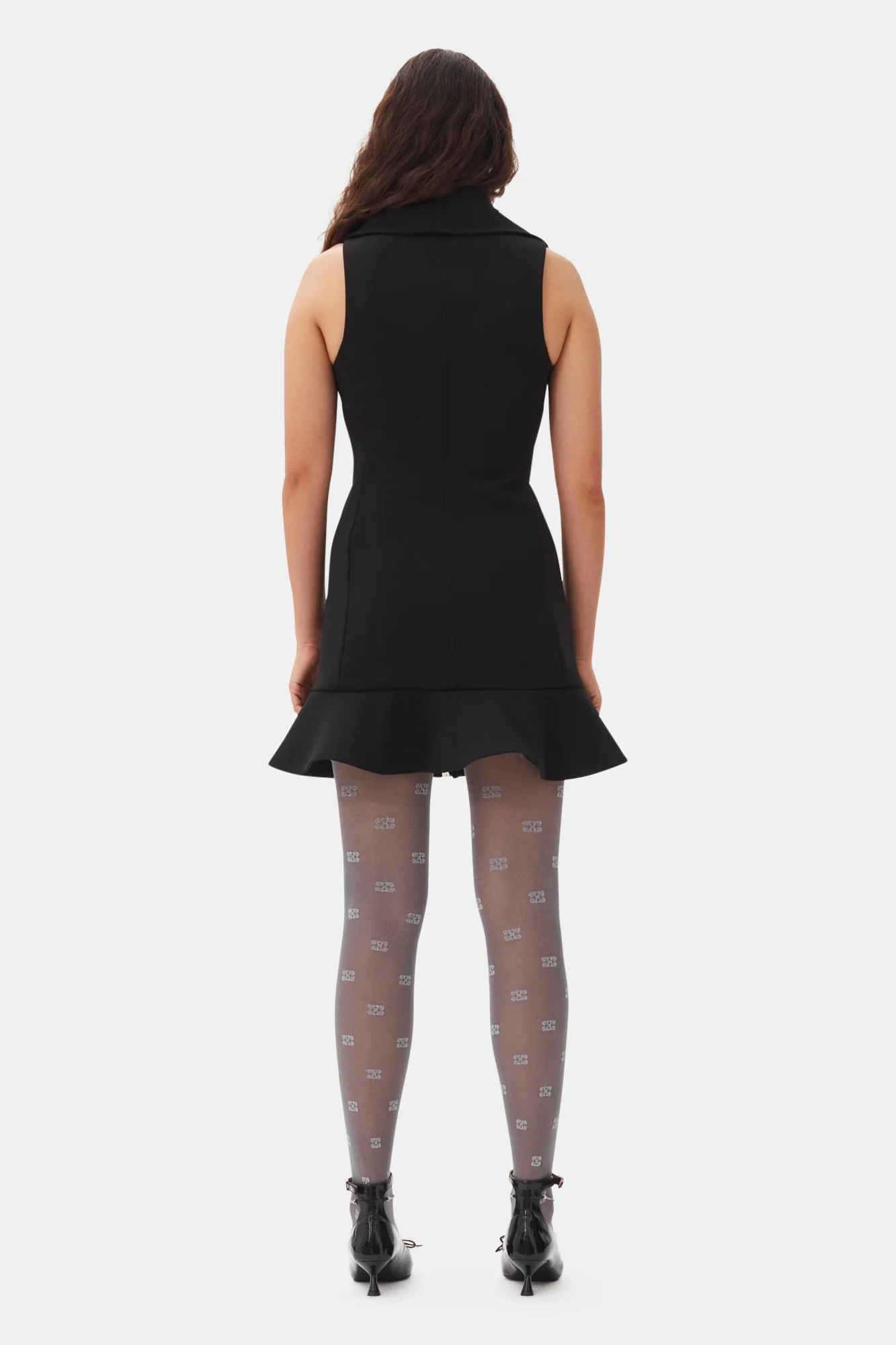 Bonded Crepe Zip Closure Mini Dress | Black - Image 6