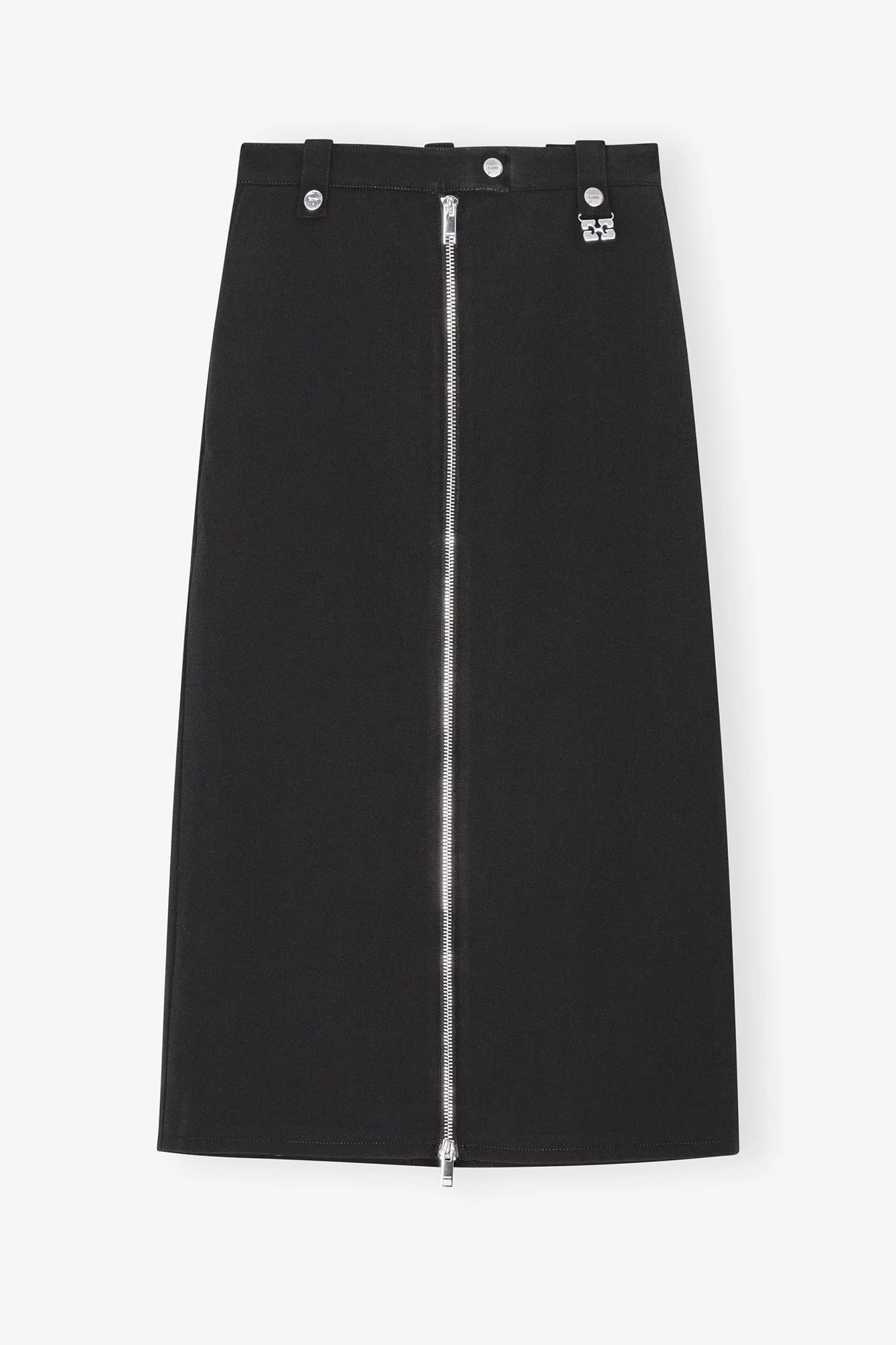 Bonded Front Zipped Crepe Skirt | Black