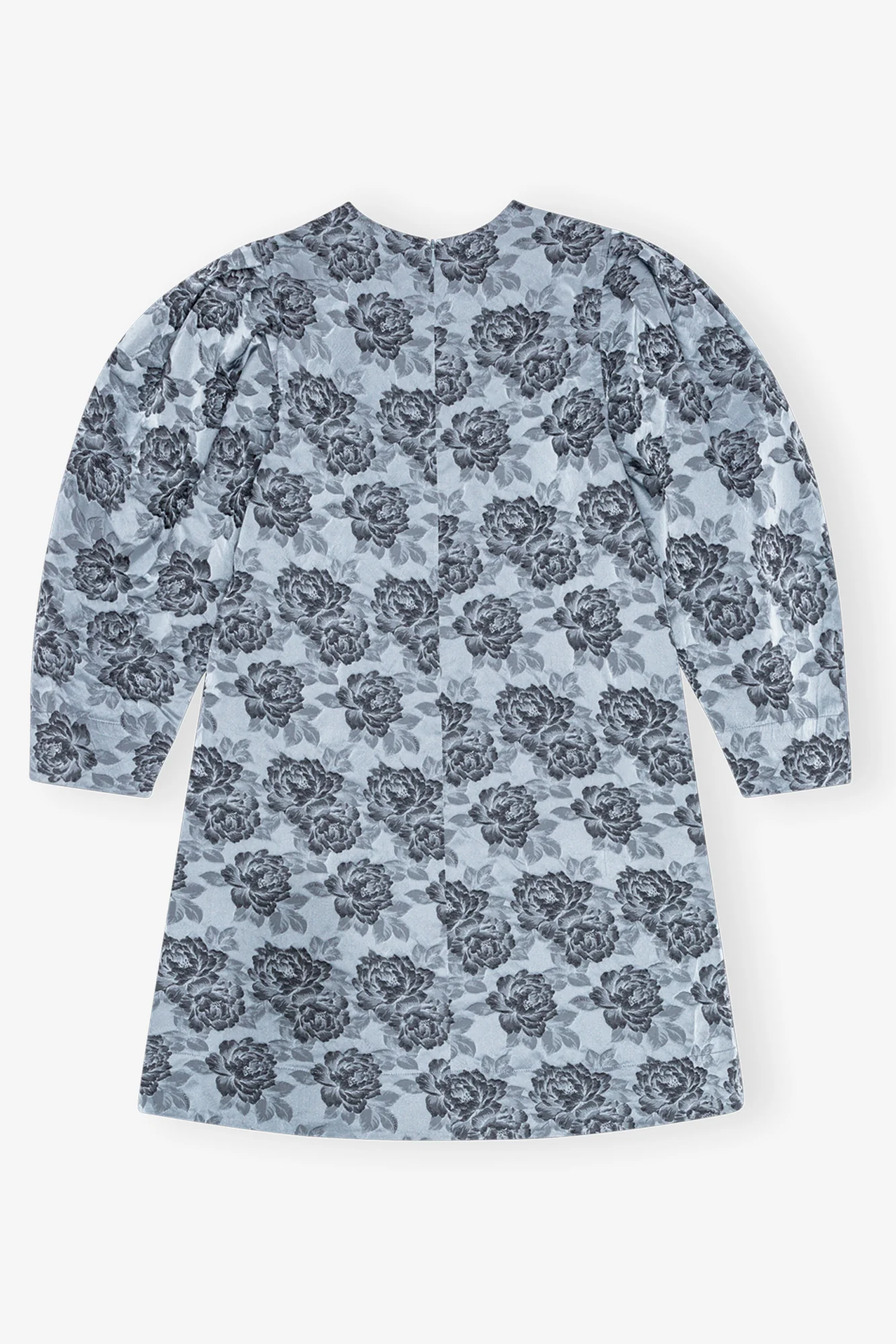 Botanical Jacquard A-shaped Mini Dress | Illusion Blue - Image 2