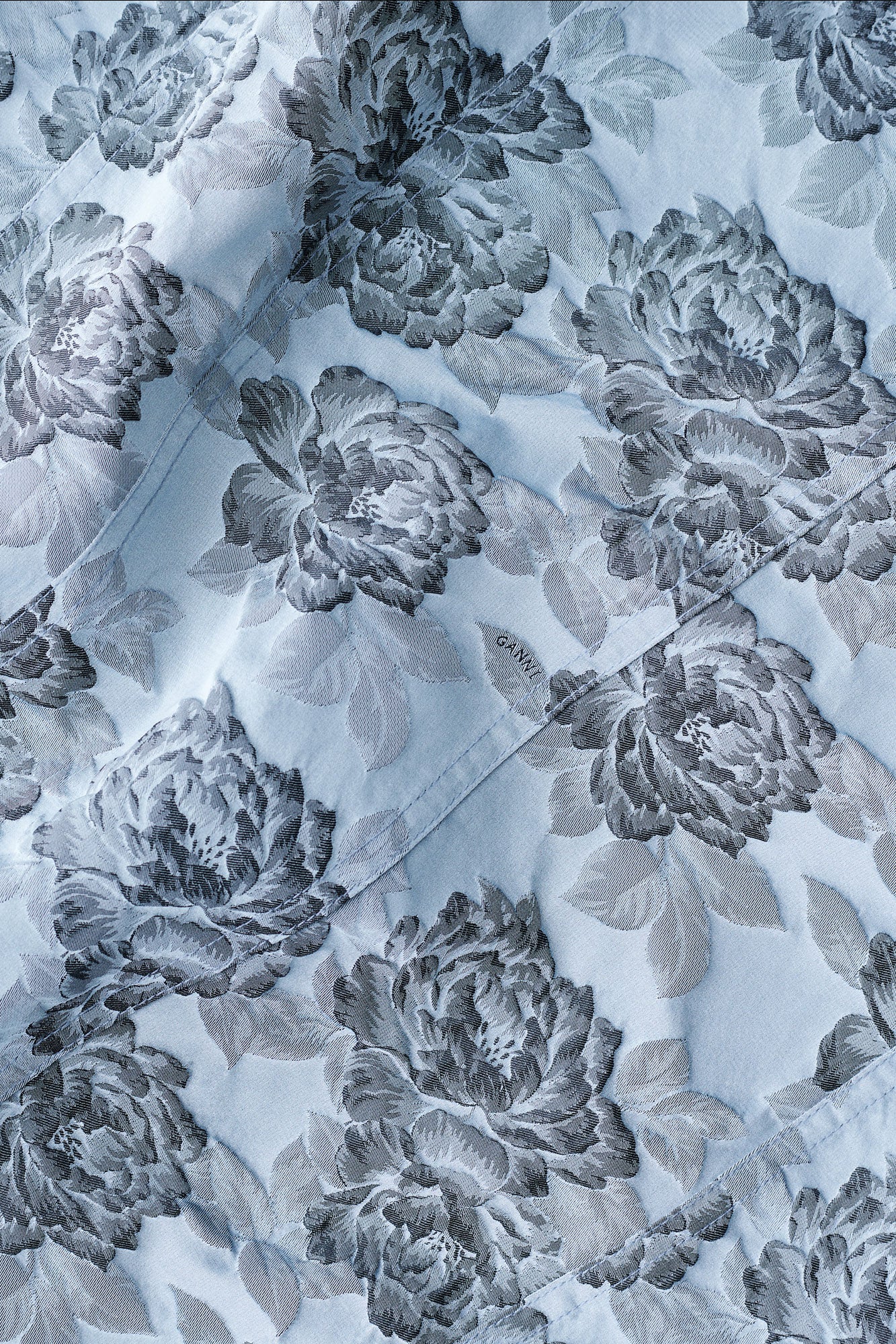 Botanical Jacquard A-shaped Mini Dress | Illusion Blue - Image 7