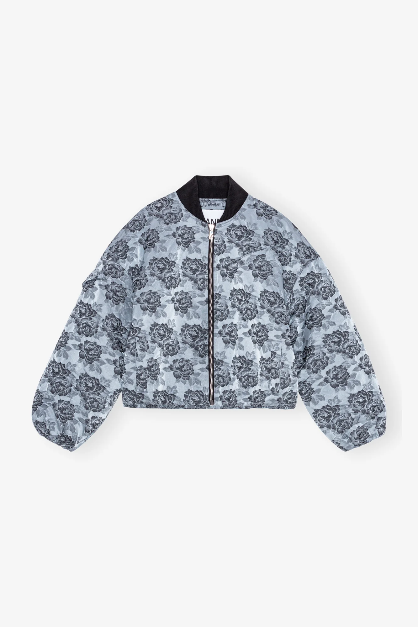 Botanical Jacquard Bomber Jacket | Illusion Blue