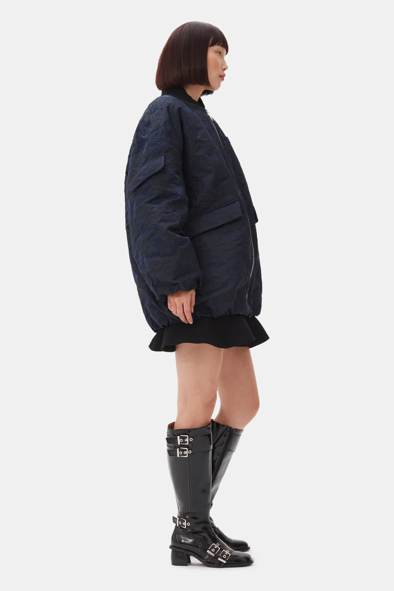 Botanical Jacquard Bomber Jacket | Peacoat - Image 5