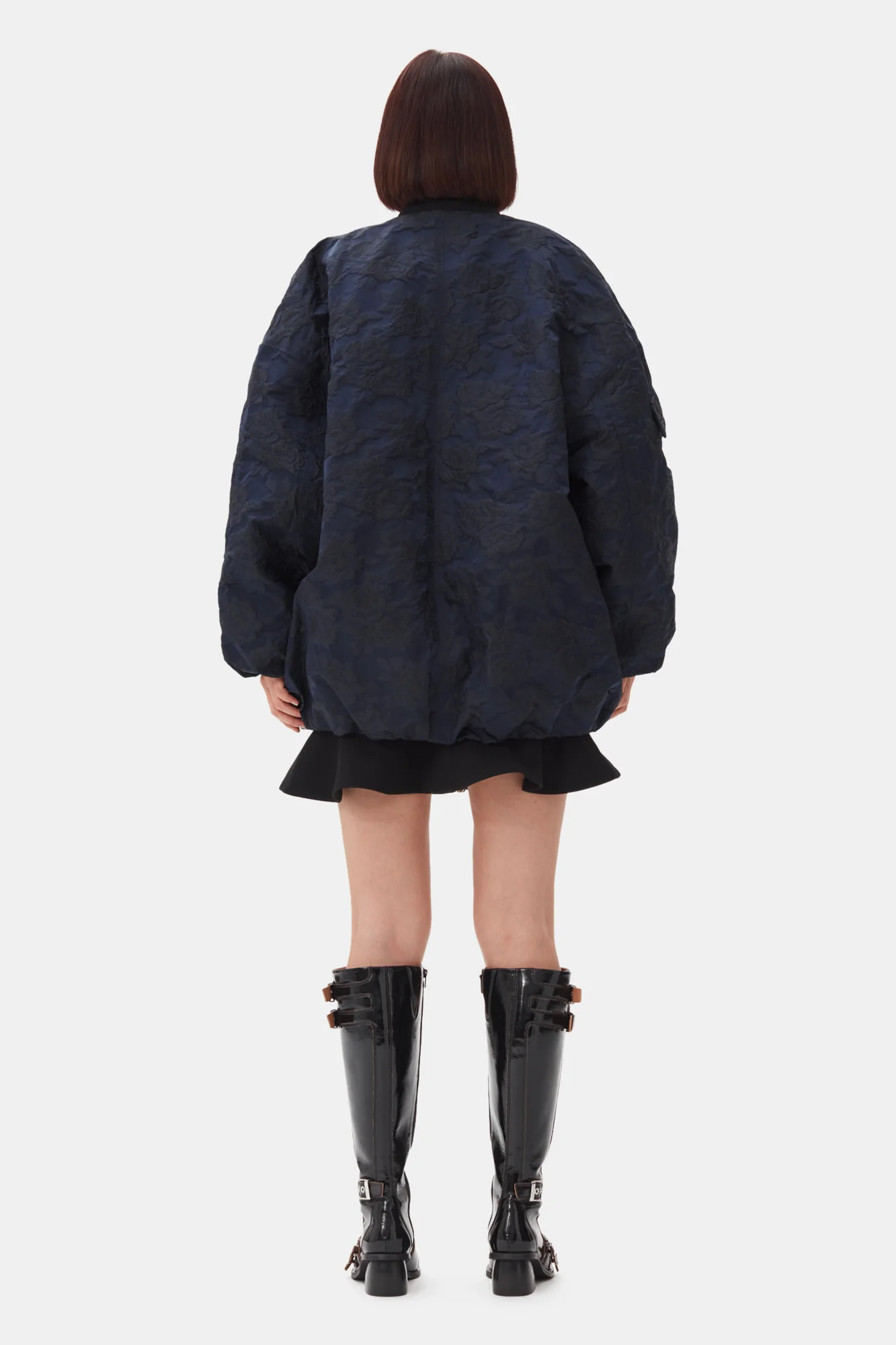 Botanical Jacquard Bomber Jacket | Peacoat - Image 6