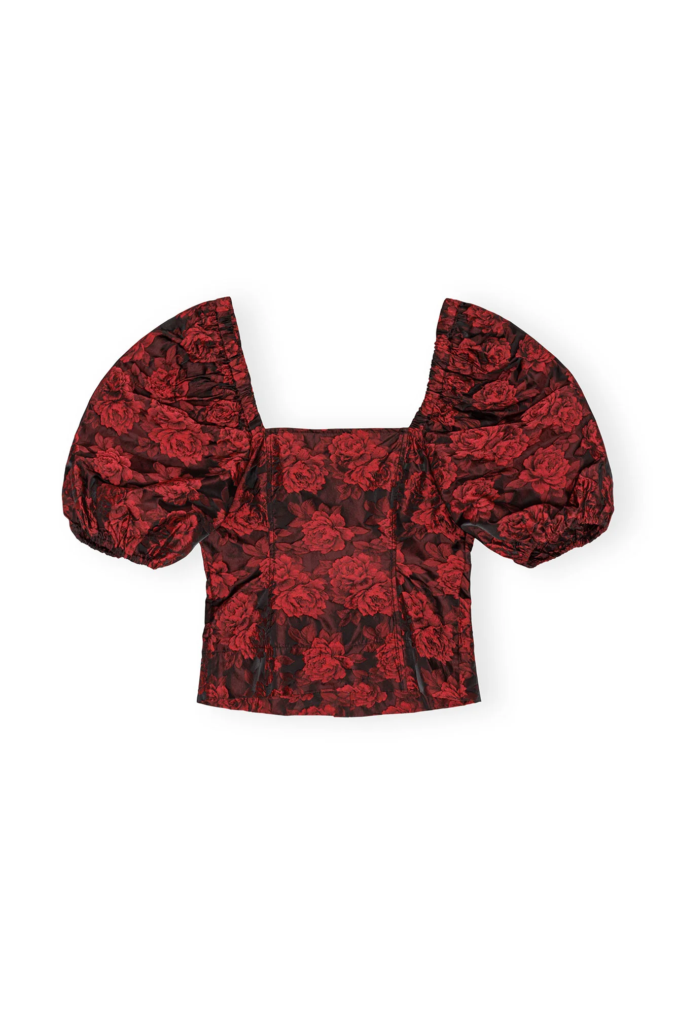 Botanical Jacquard Fitted Blouse | High Risk Red - Image 2