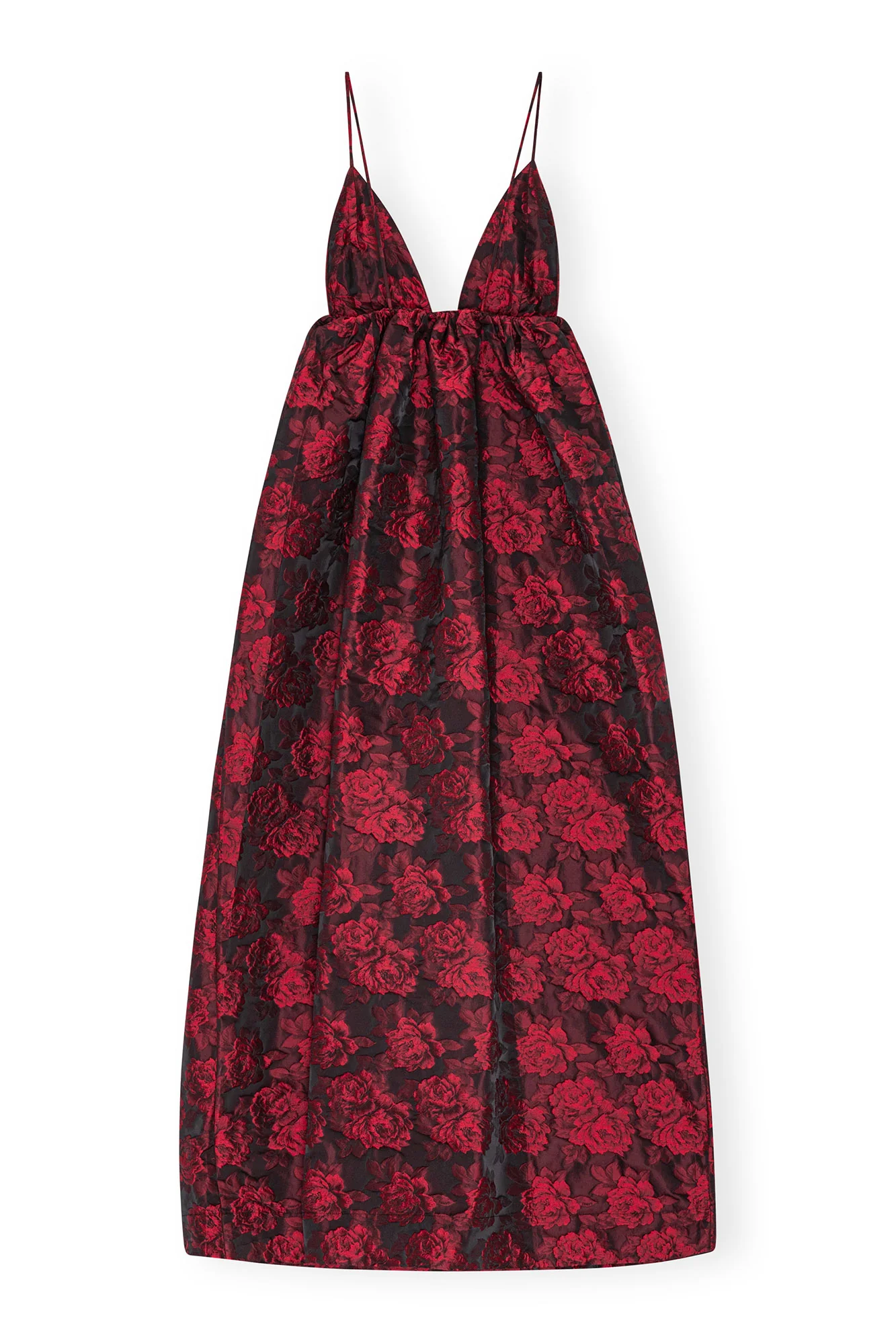 Botanical Jacquard Long Strap Dress | High Risk Red - Image 2