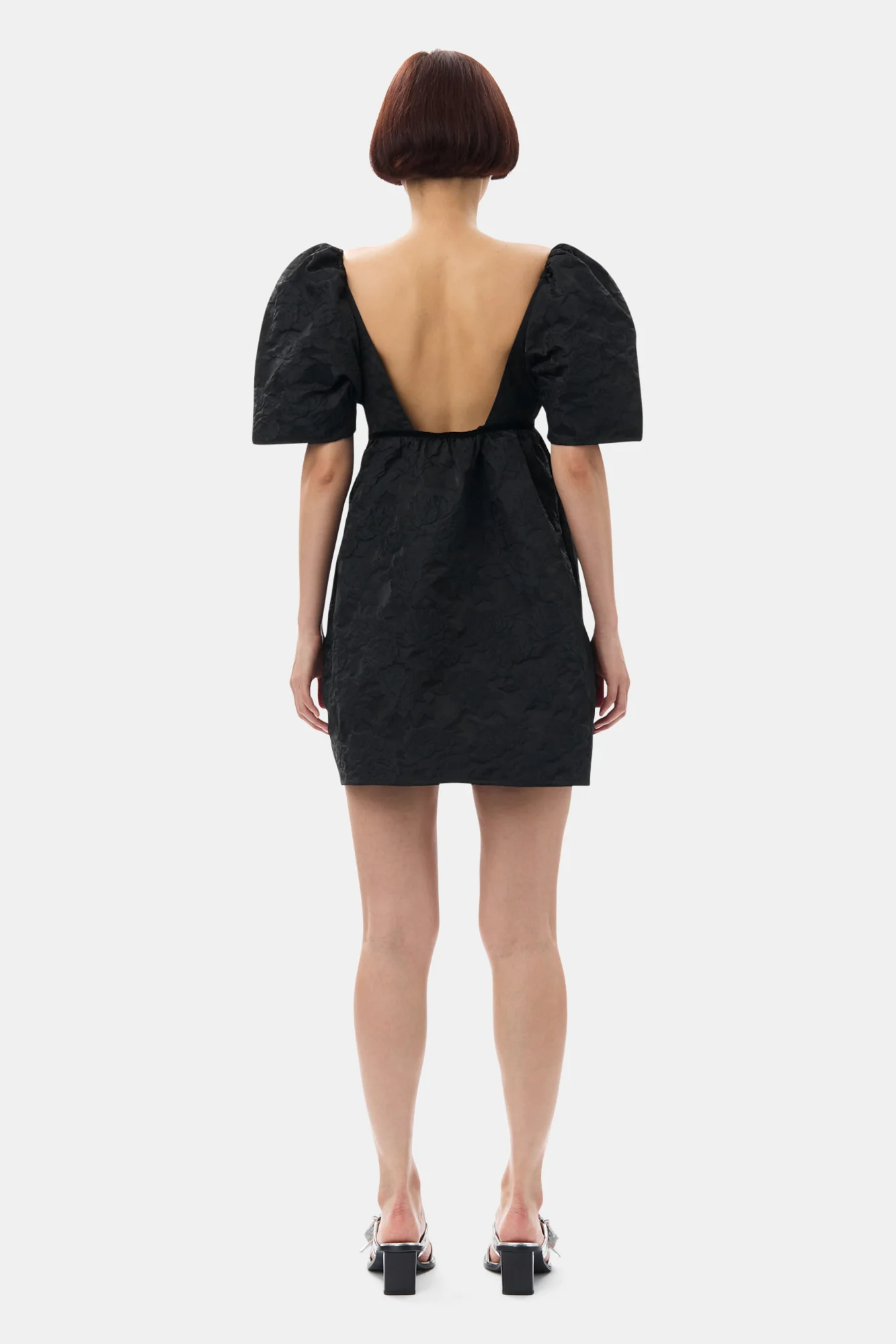 Botanical Jacquard Mini Dress | Black - Image 6