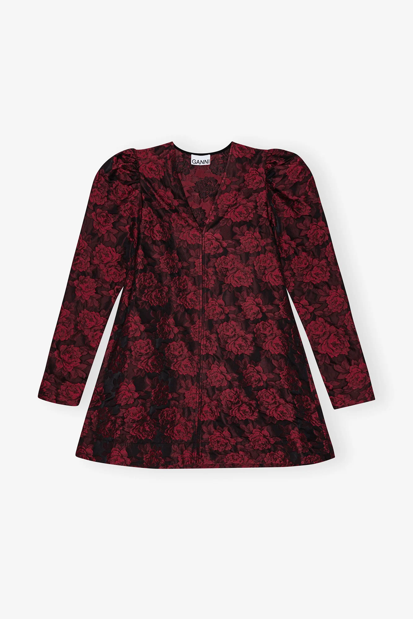 Botanical Jacquard Mini Dress | High Risk Red - Image 2