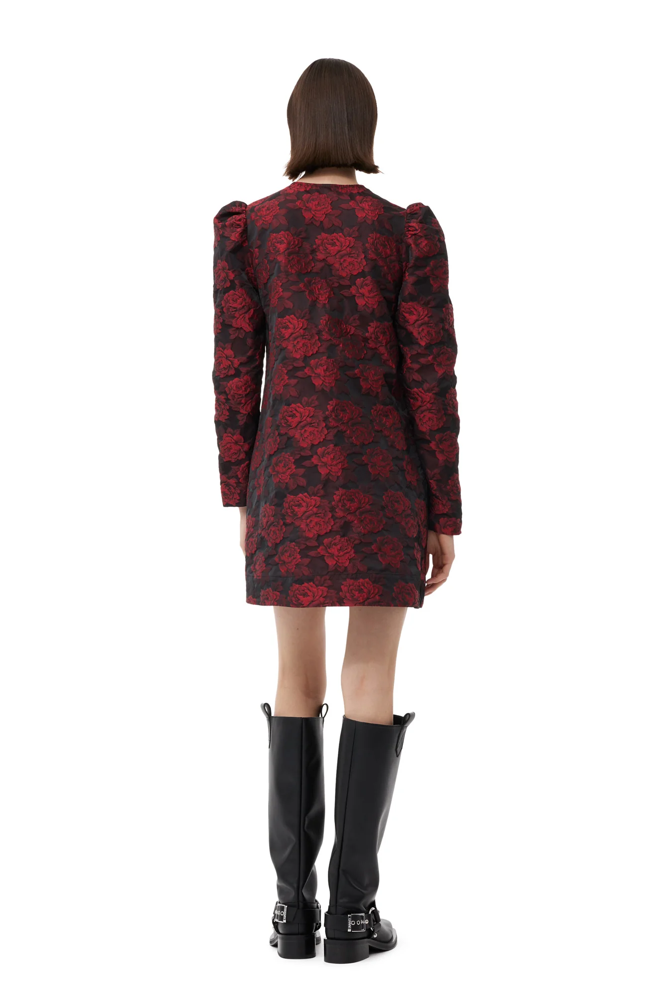 Botanical Jacquard Mini Dress | High Risk Red - Image 6