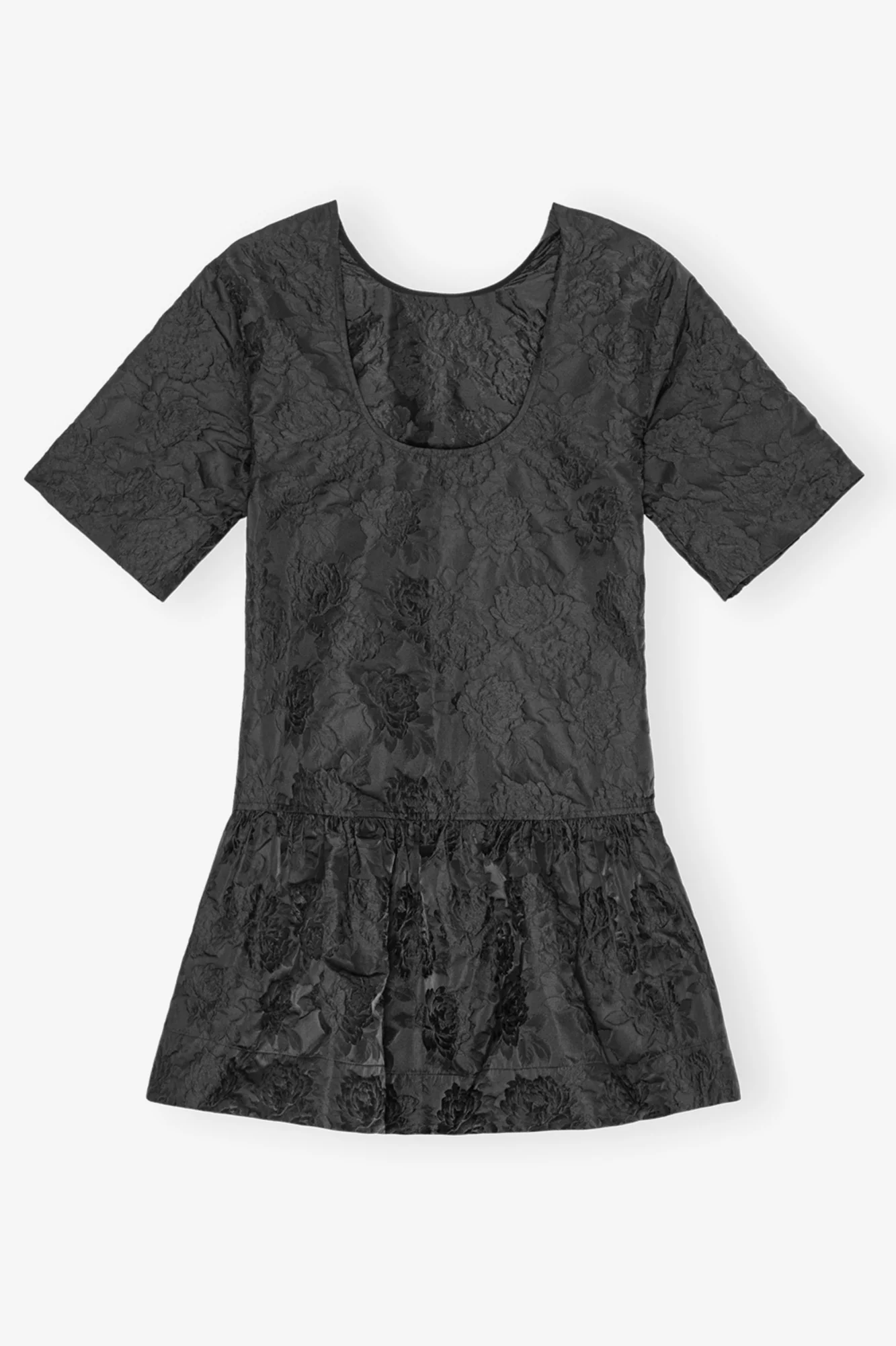 Botanical Jacquard Open-back Mini Dress | Black - Image 2