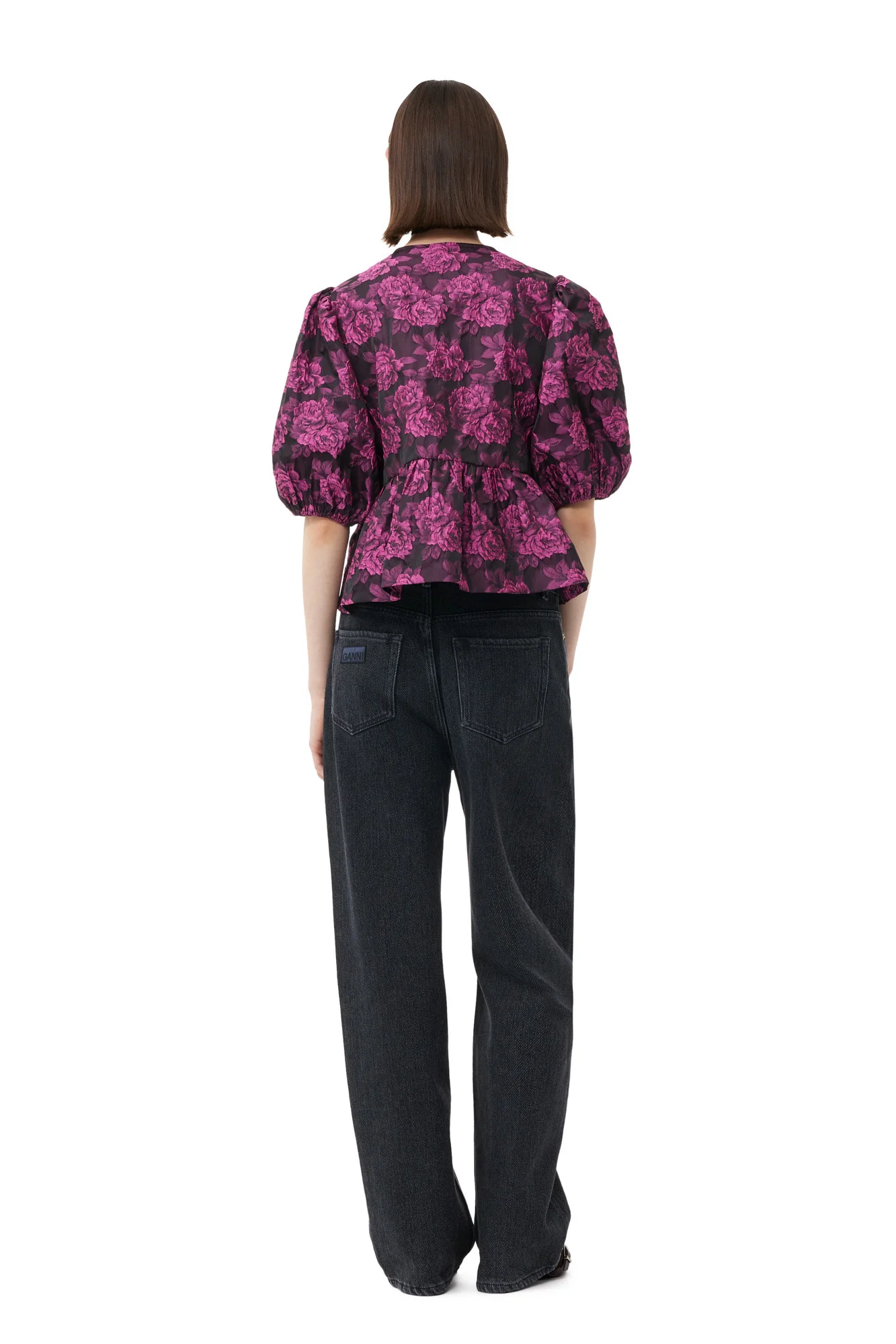 Botanical Jacquard Peplum Blouse | Cone Flower - Image 6