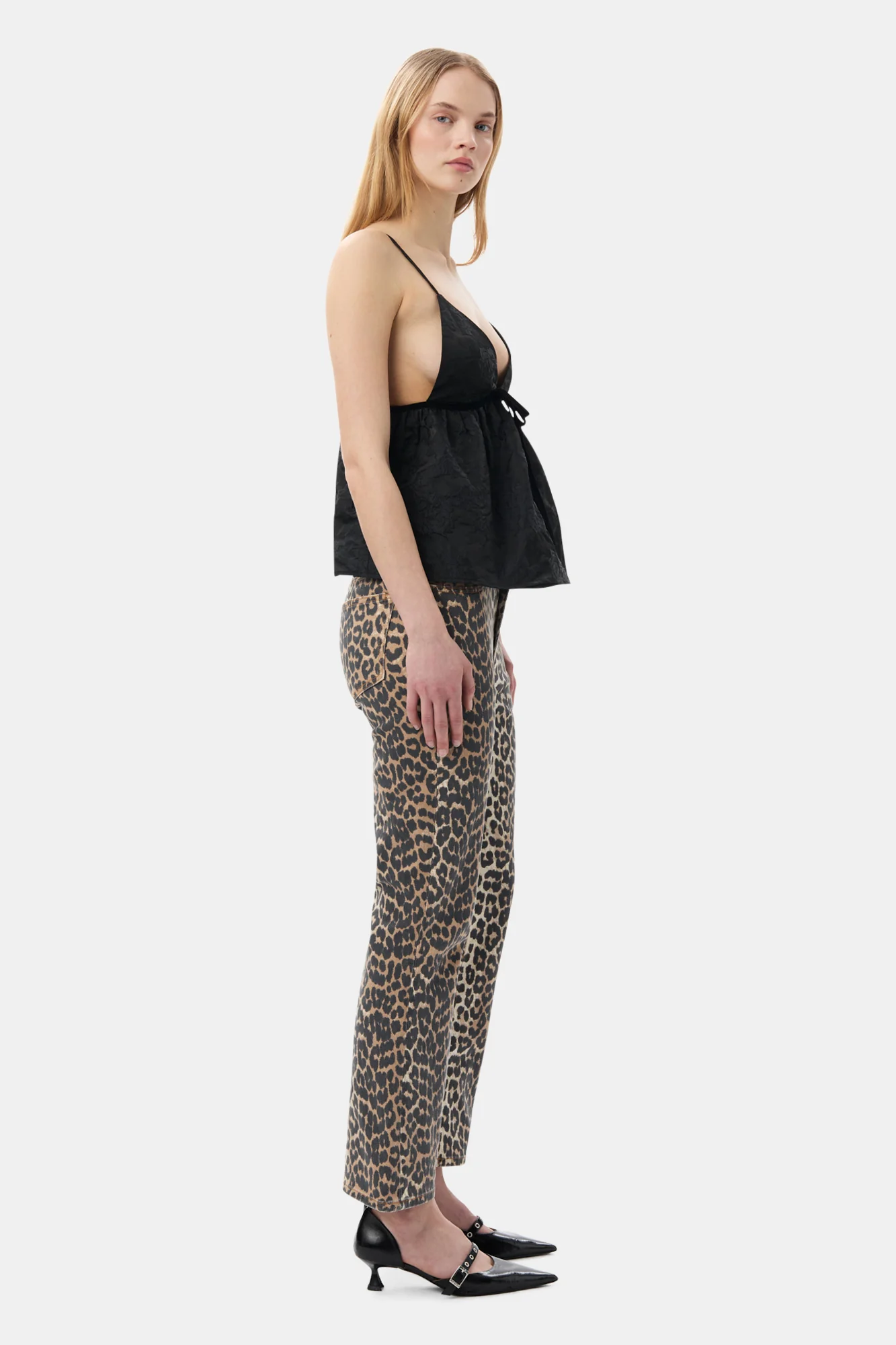 Botanical Jacquard Strap Top | Black - Image 5