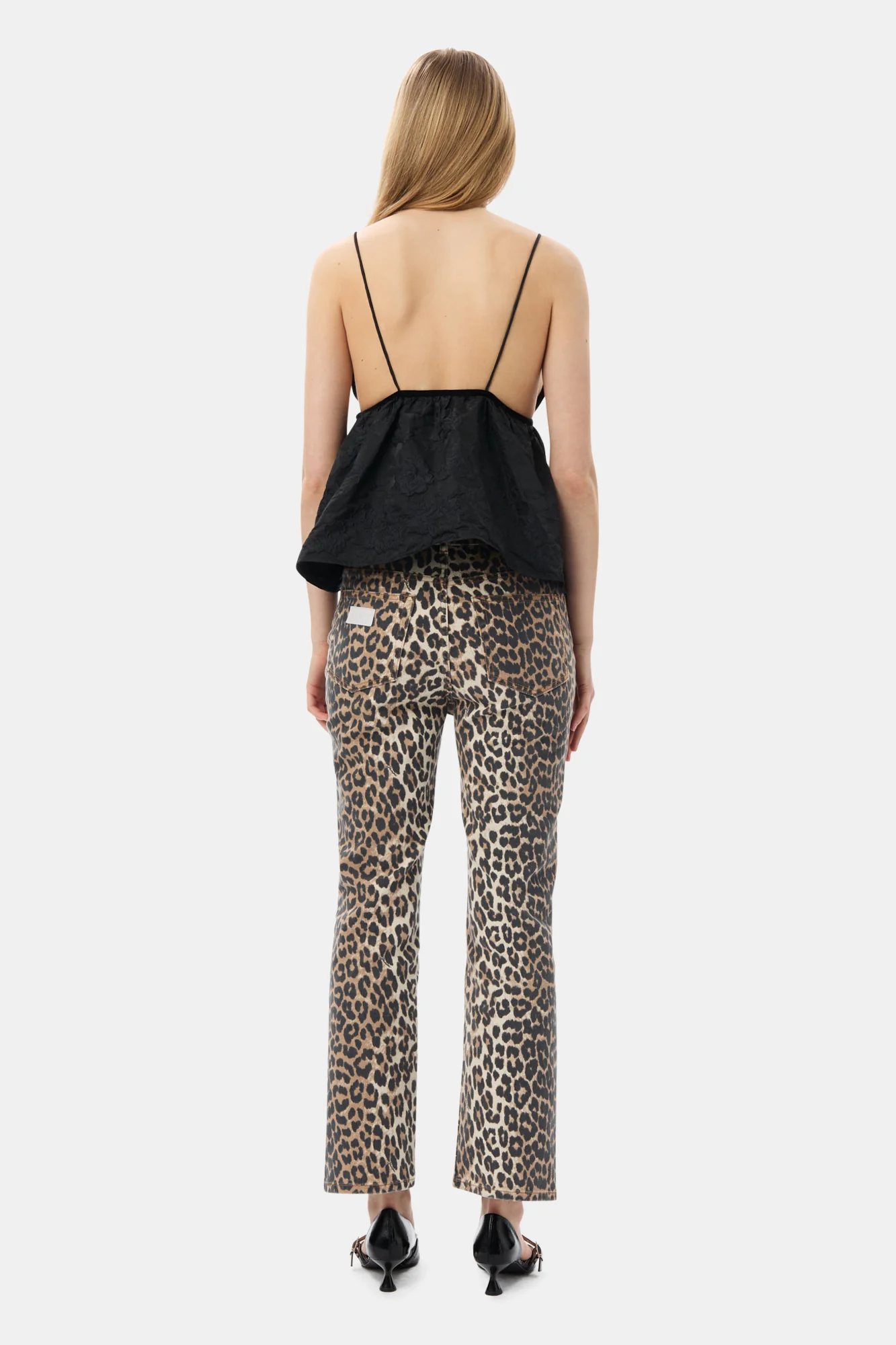 Botanical Jacquard Strap Top | Black - Image 6