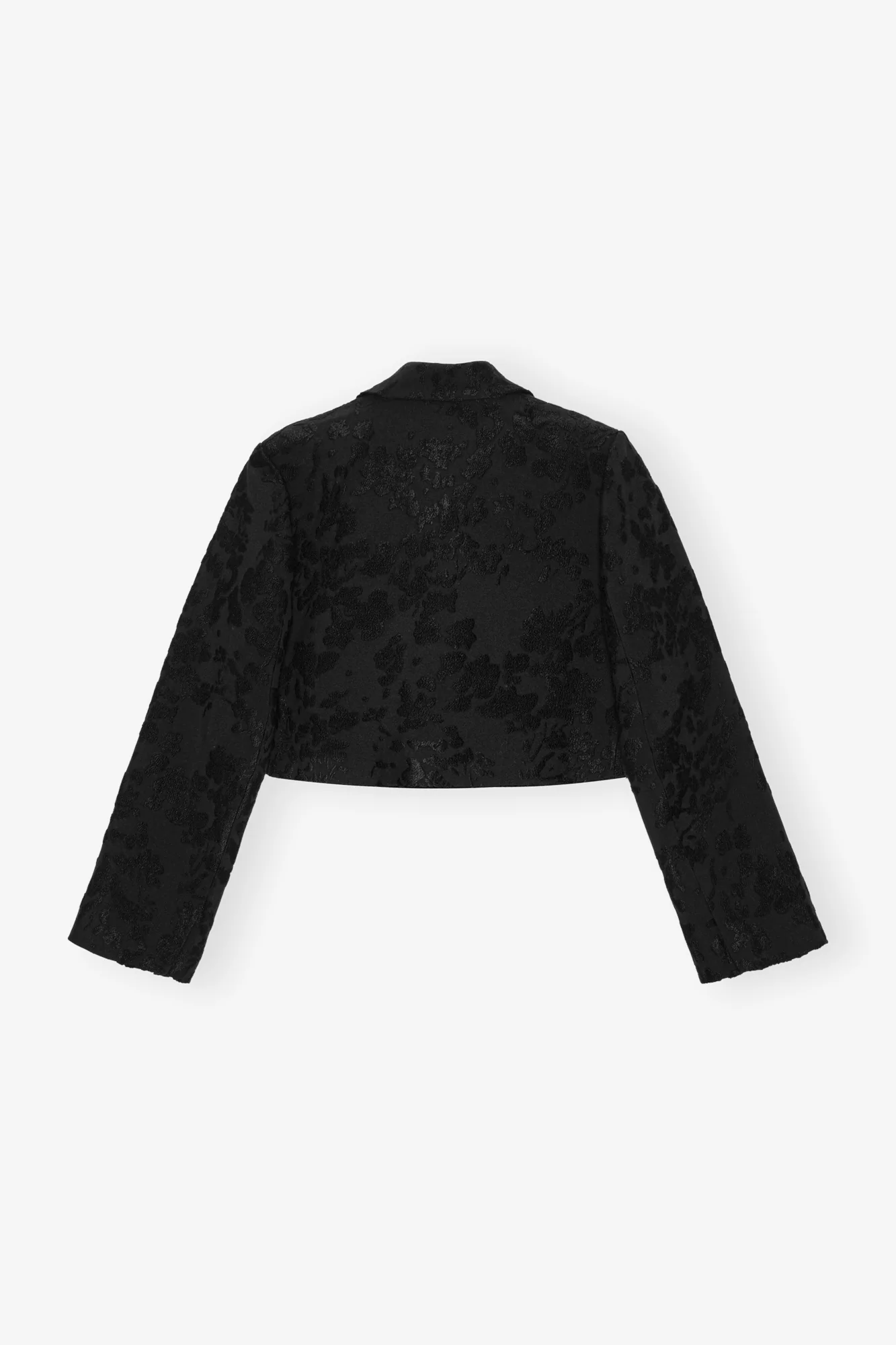 Boucle Jacquard Cropped Blazer | Black - Image 2