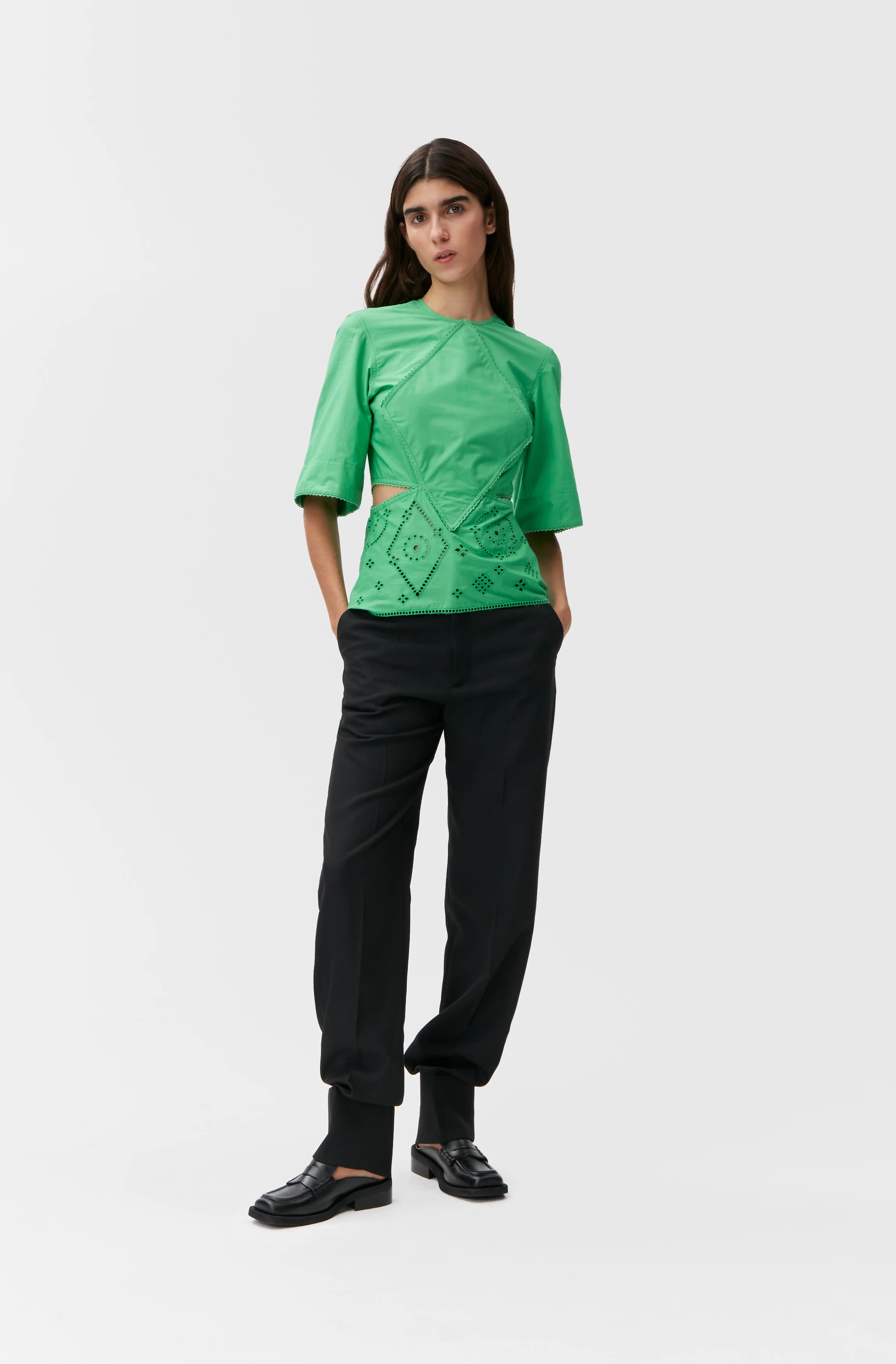 Broderie Anglaise Blouse | Kelly Green - Image 3