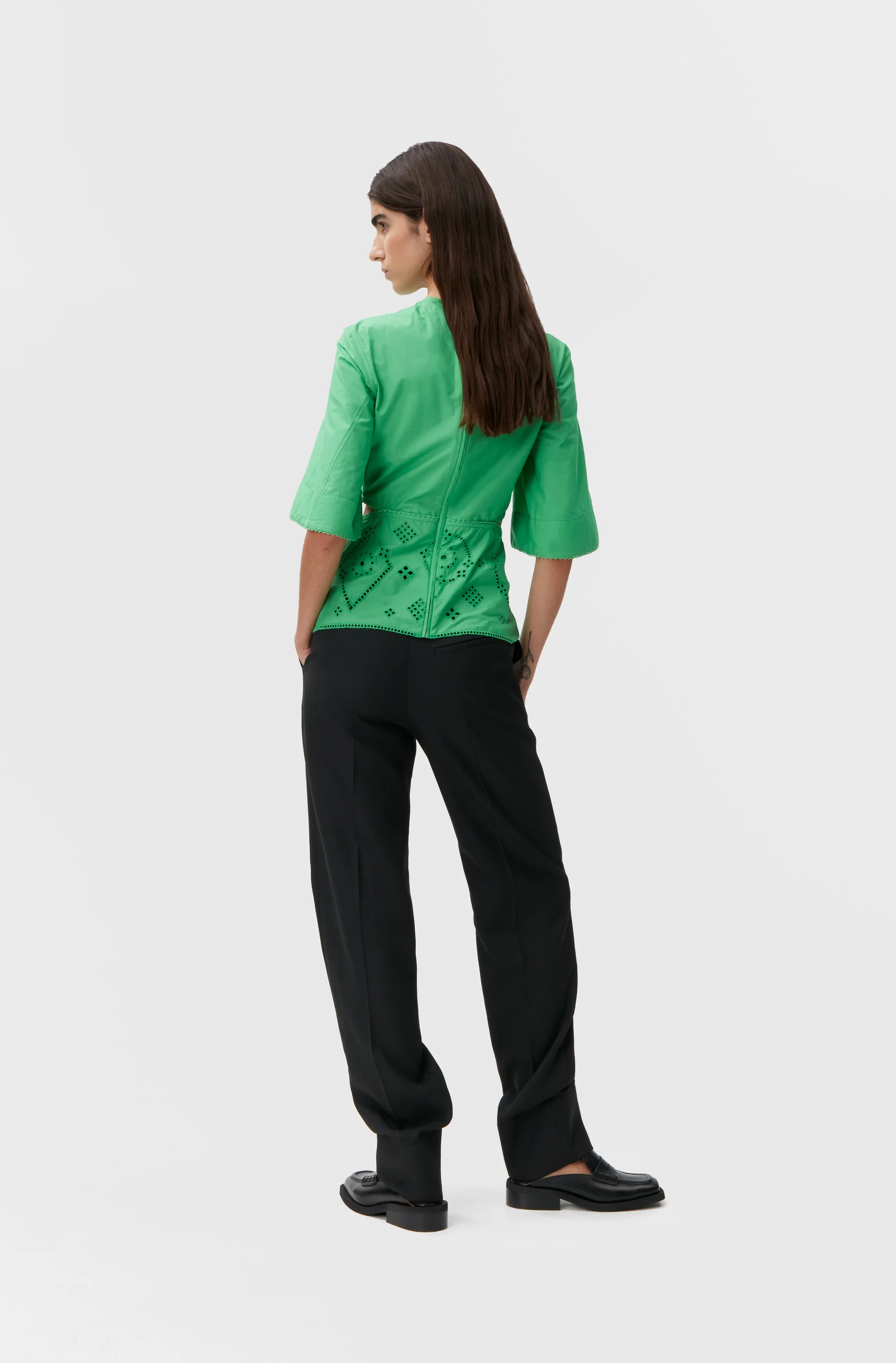 Broderie Anglaise Blouse | Kelly Green - Image 4