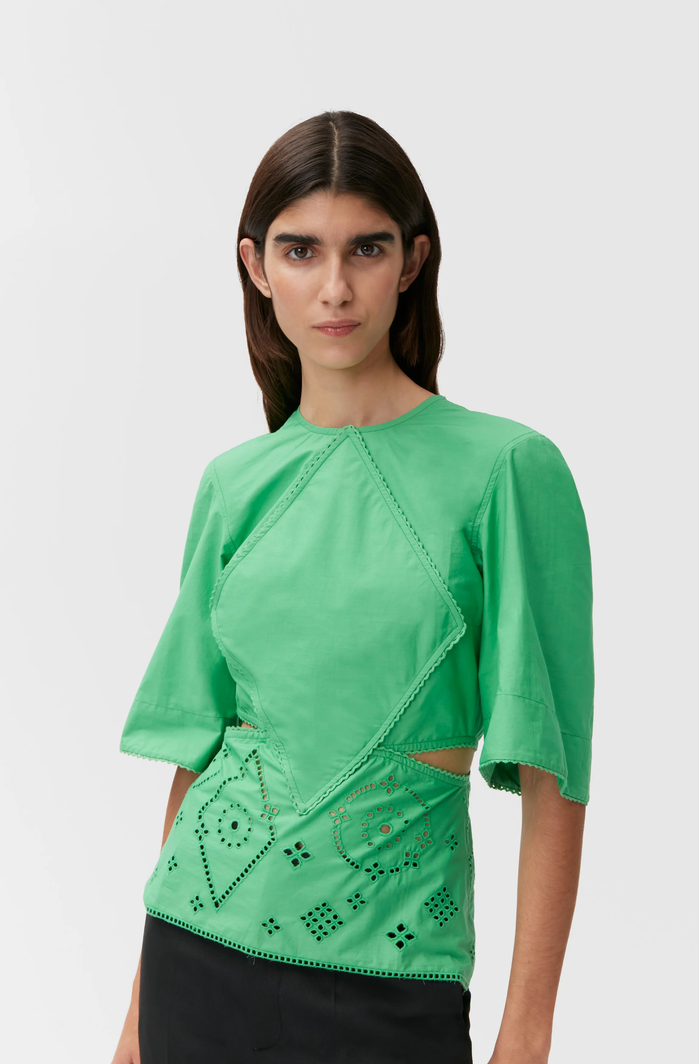 Broderie Anglaise Blouse | Kelly Green - Image 5