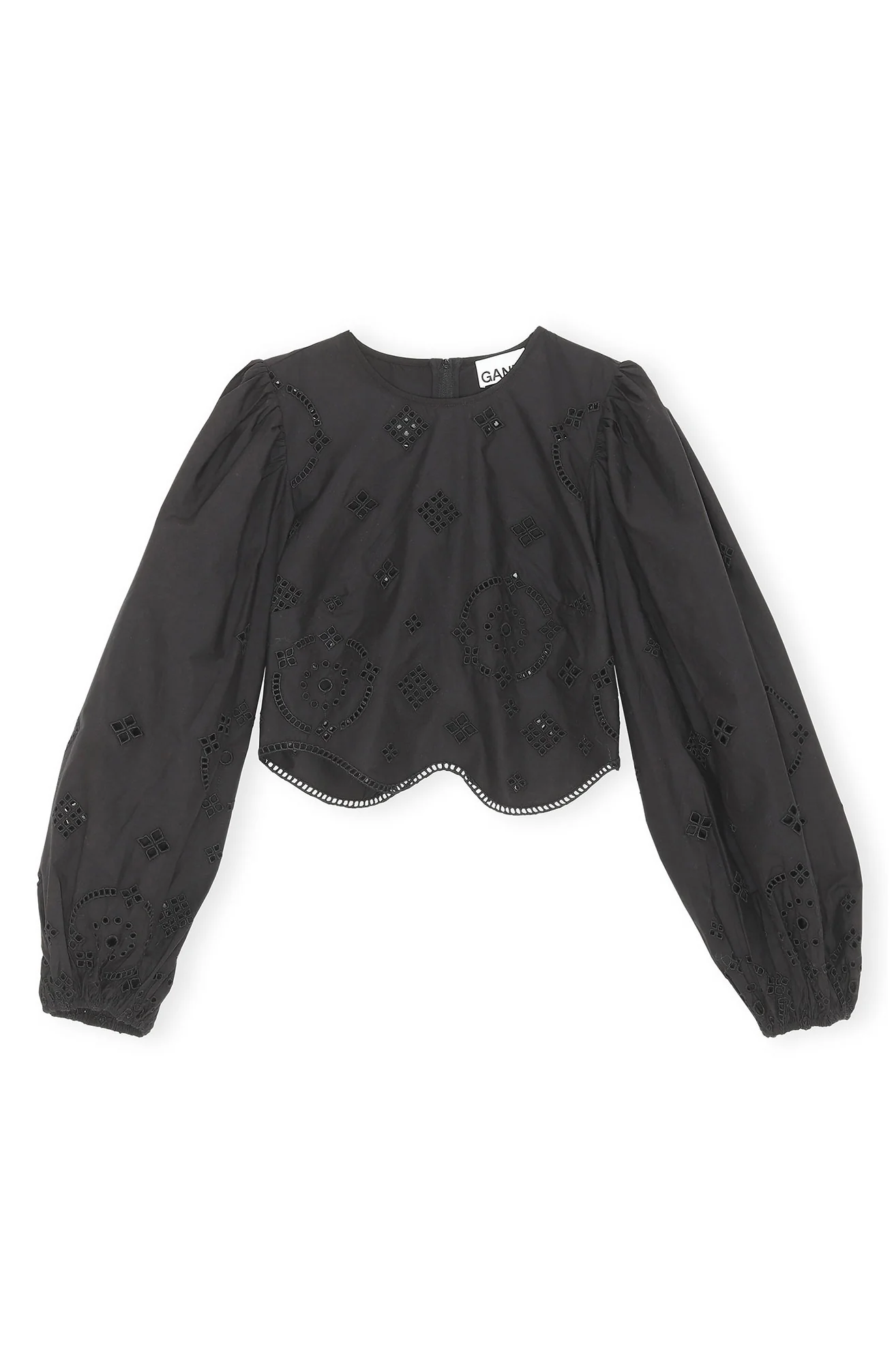 Broderie Anglaise Cropped Blouse | Black