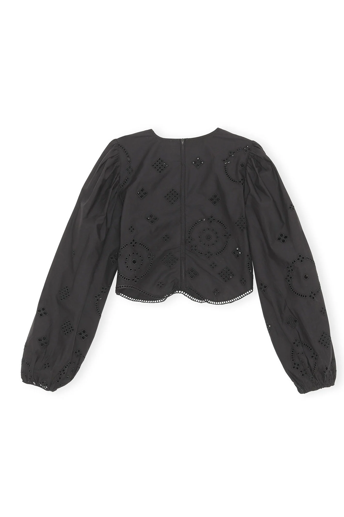 Broderie Anglaise Cropped Blouse | Black - Image 2