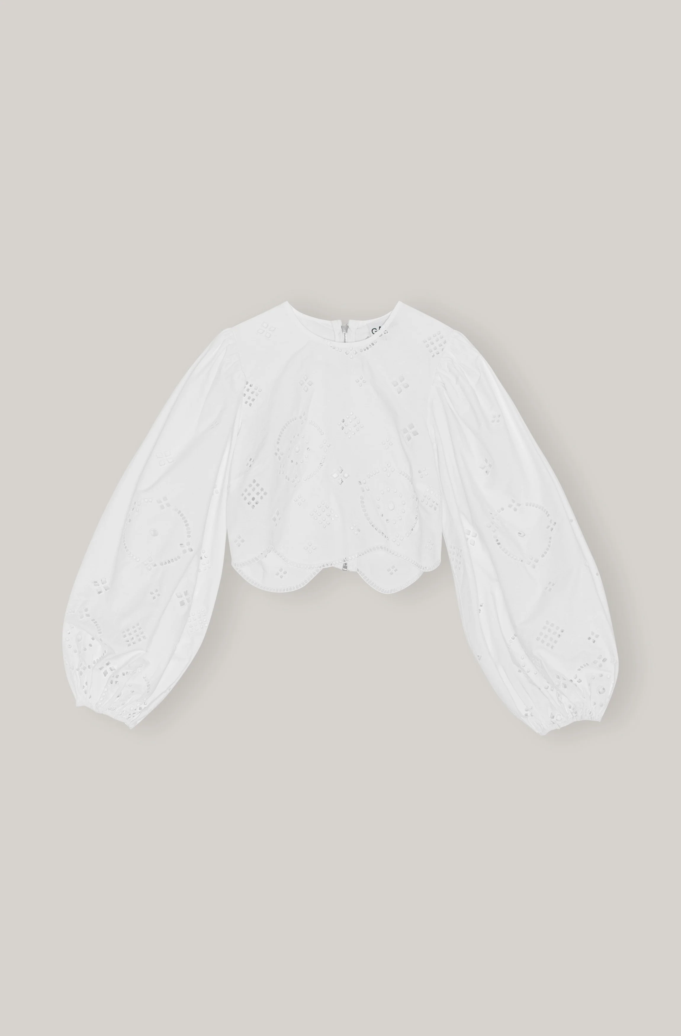 Broderie Anglaise Cropped Blouse | Bright White