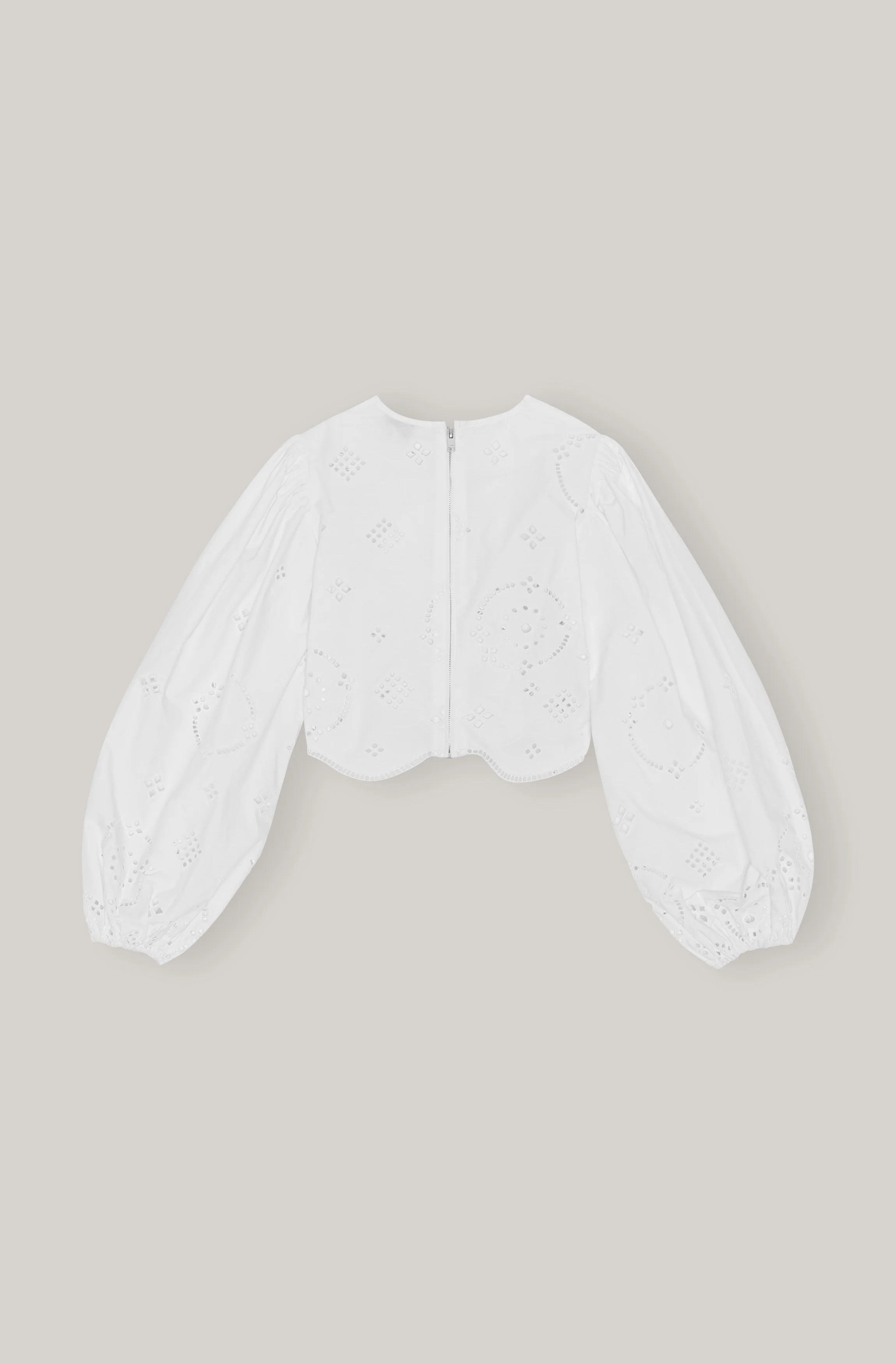 Broderie Anglaise Cropped Blouse | Bright White - Image 2