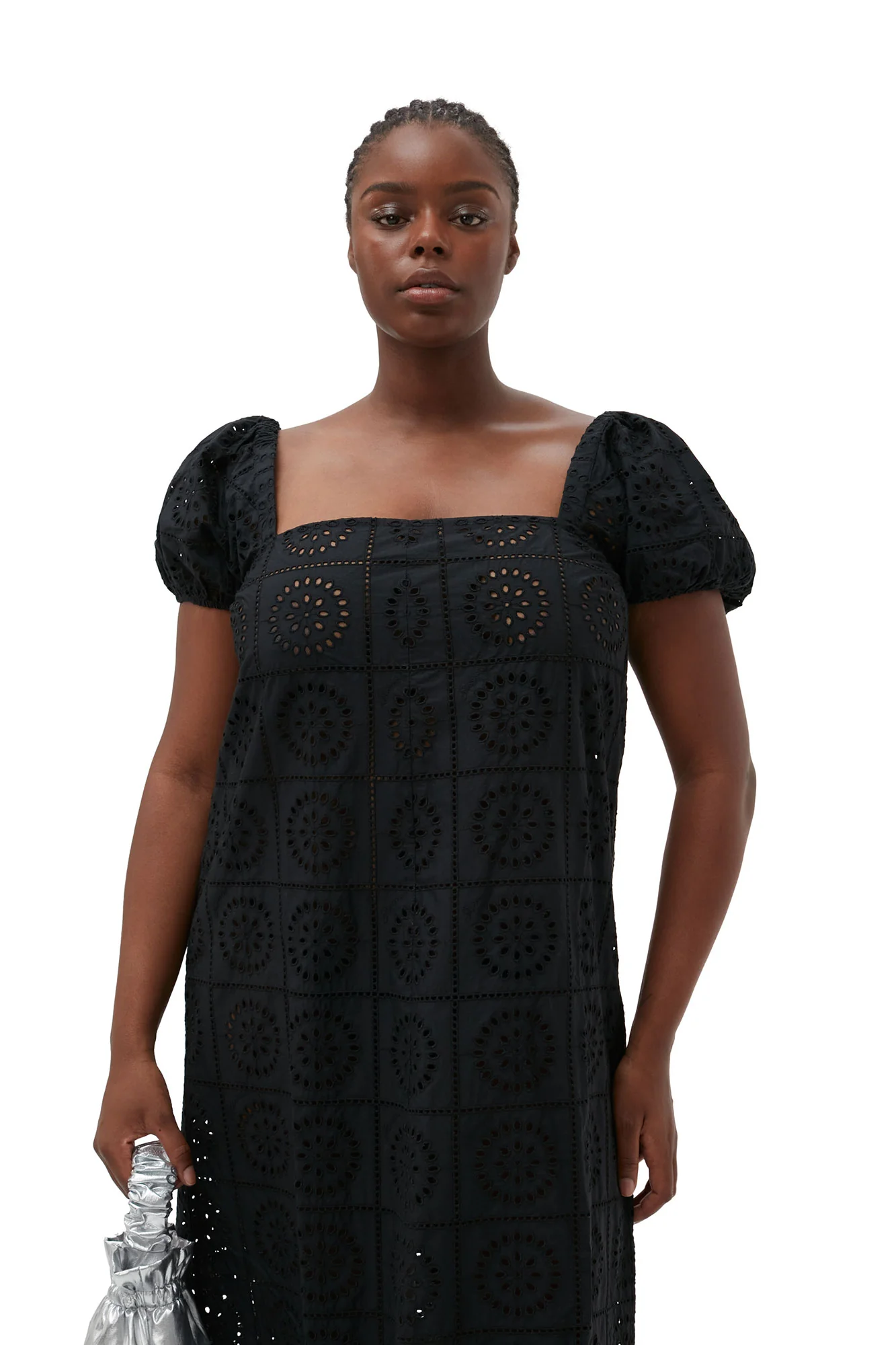 Broderie Anglaise Midi Dress | Black - Image 10