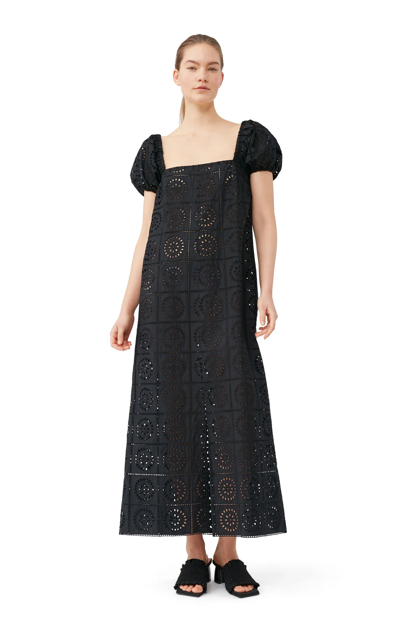 Broderie Anglaise Midi Dress | Black - Image 3