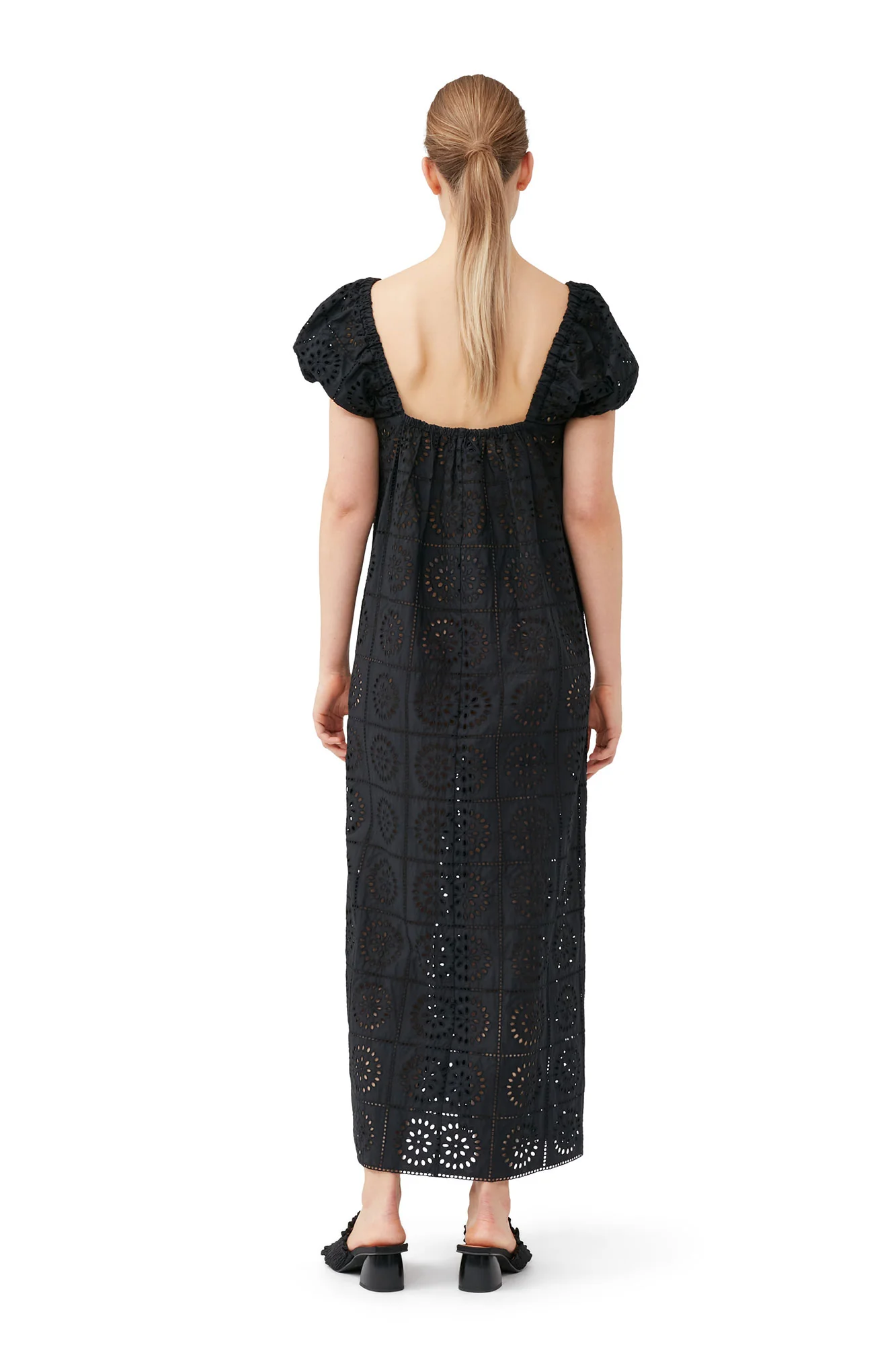 Broderie Anglaise Midi Dress | Black - Image 4