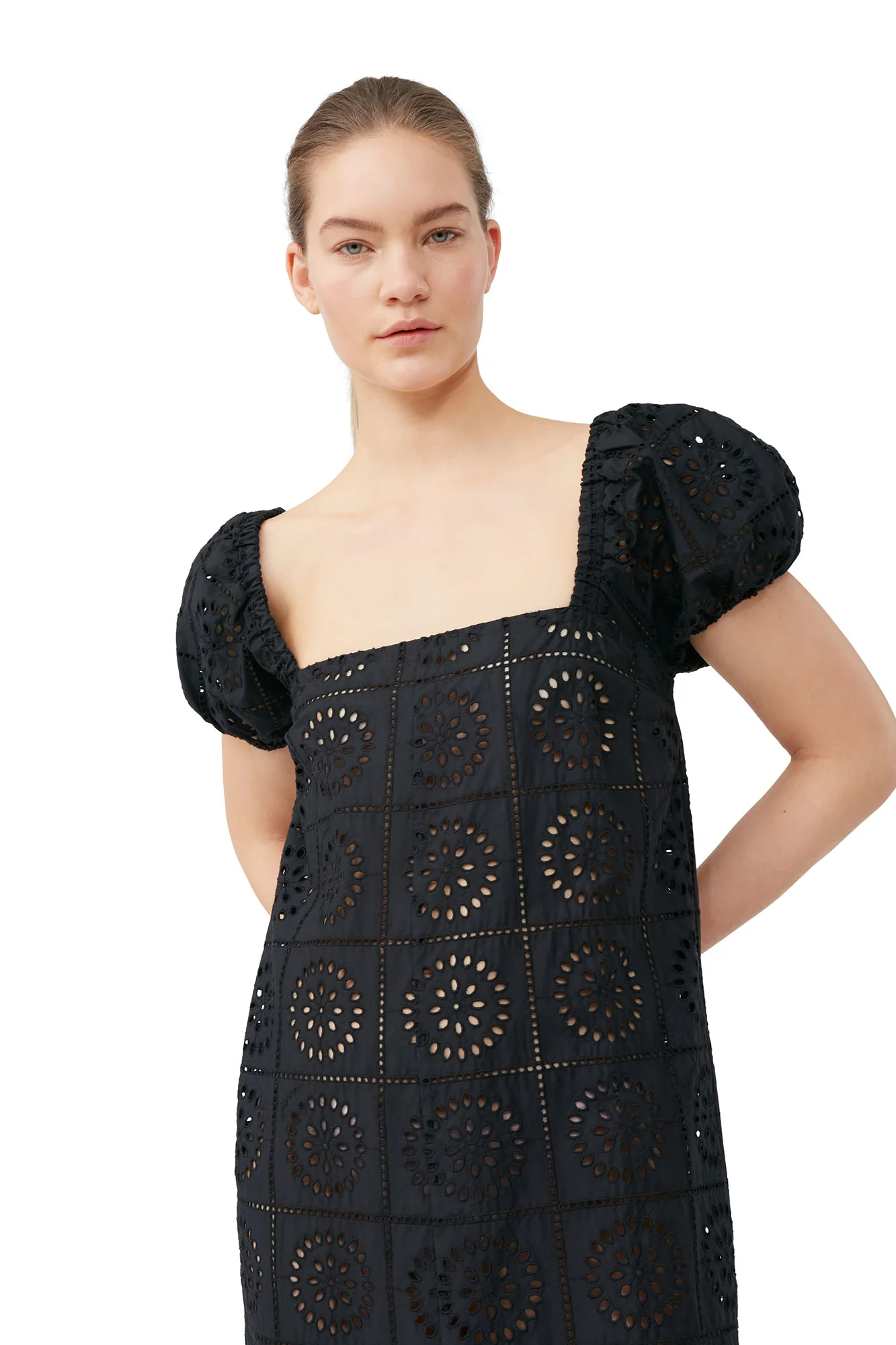 Broderie Anglaise Midi Dress | Black - Image 6