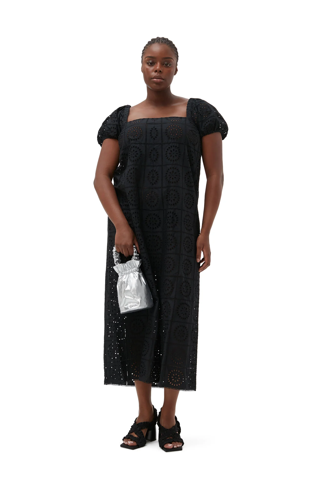Broderie Anglaise Midi Dress | Black - Image 7