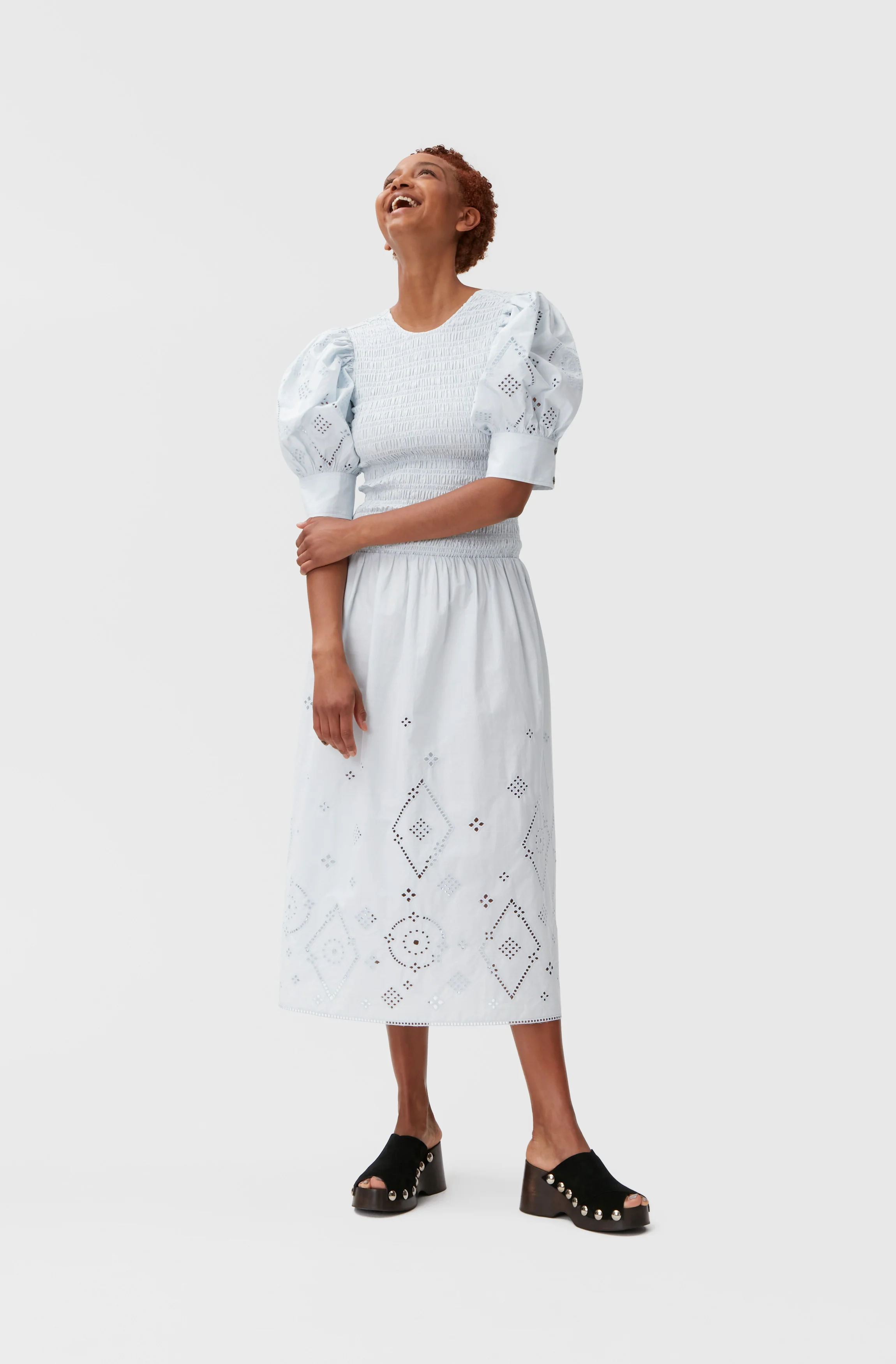 Broderie Anglaise Midi Dress | Illusion Blue - Image 3