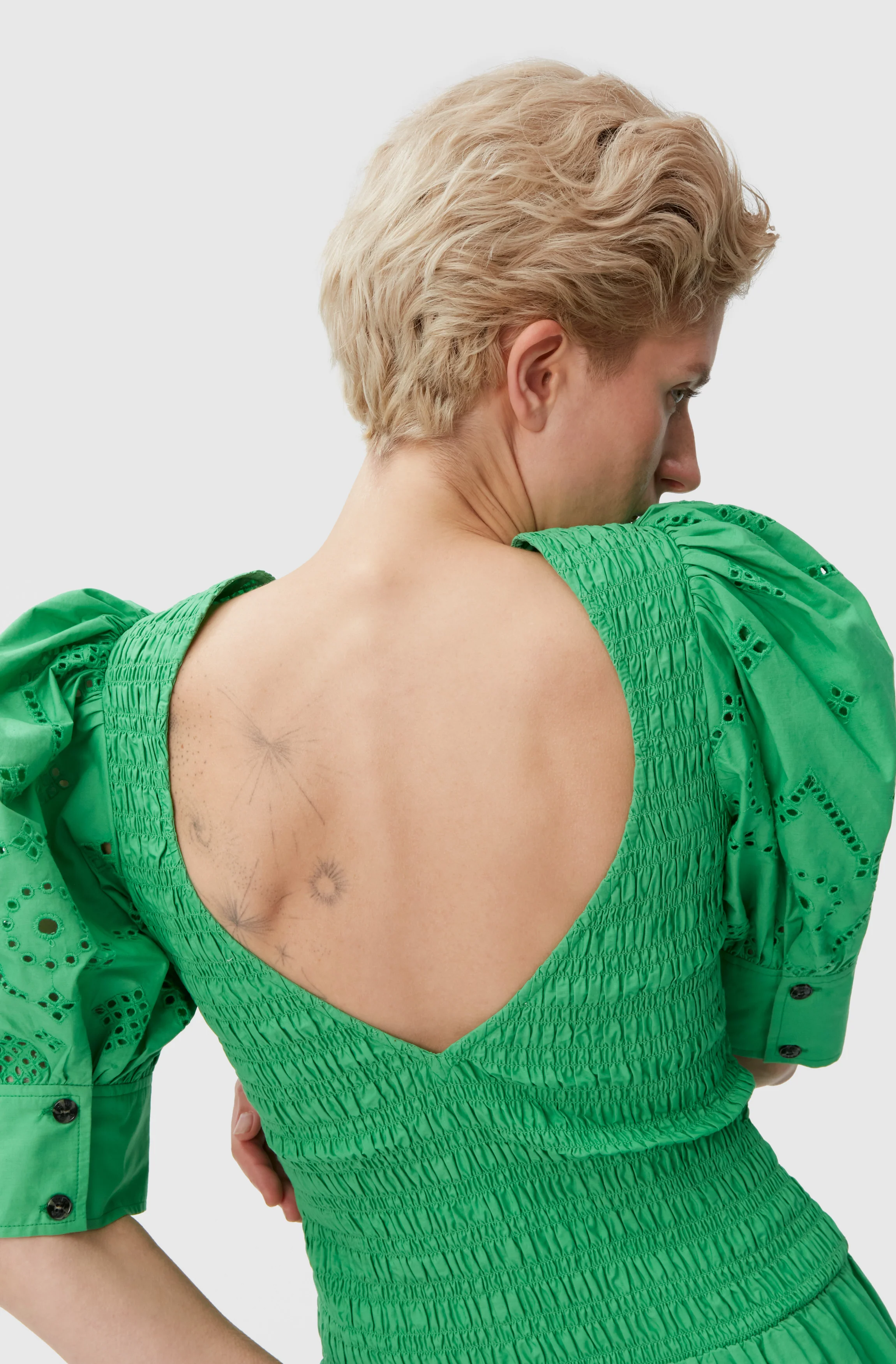 Broderie Anglaise Midi Dress | Kelly Green - Image 6
