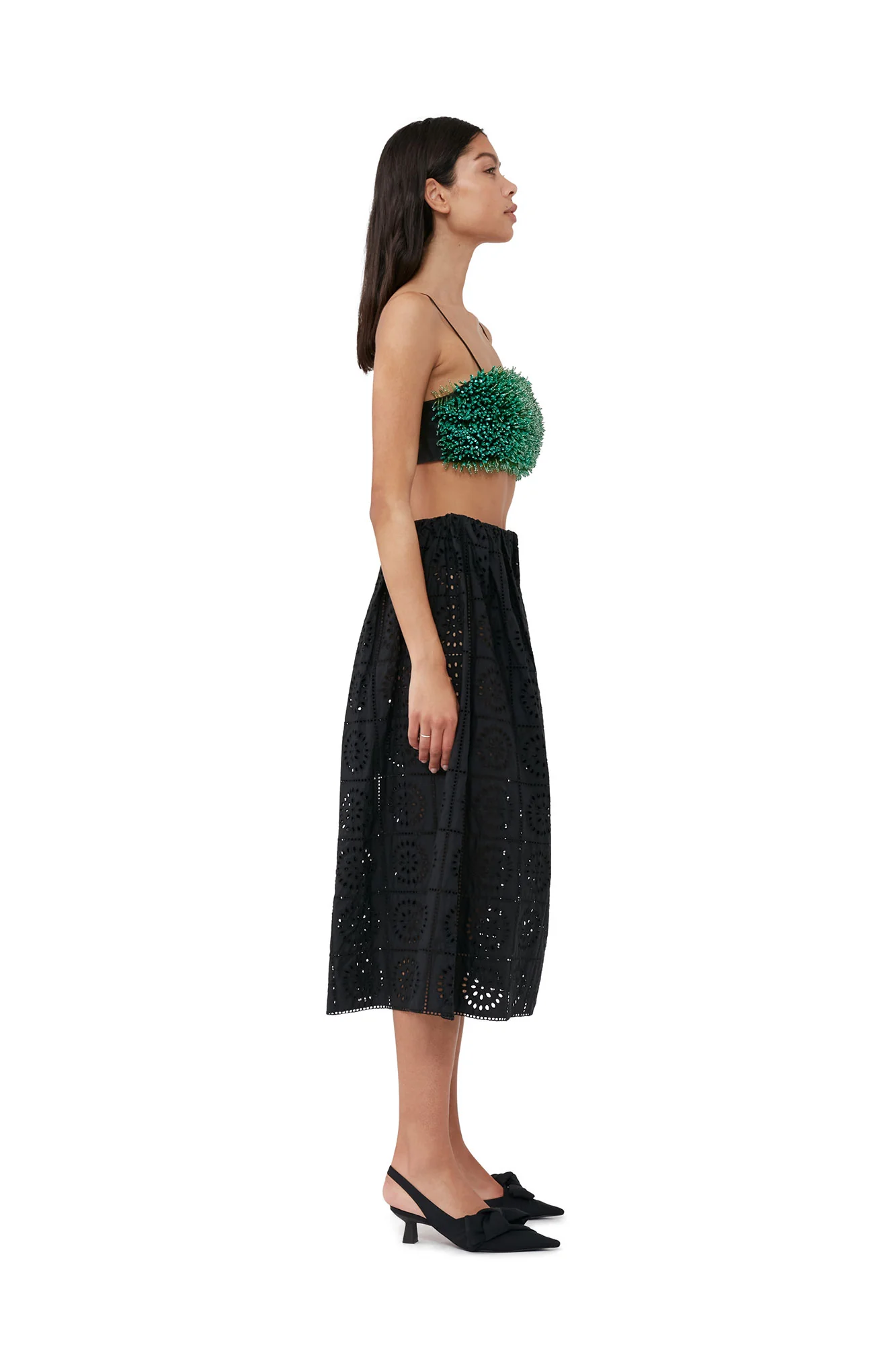 Broderie Anglaise Skirt | Black - Image 8