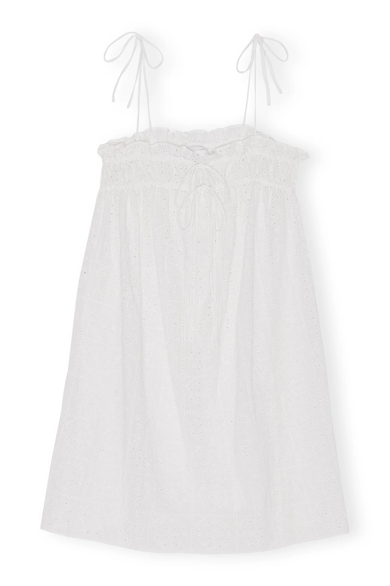 Broderie Anglaise Strap Dress | Bright White