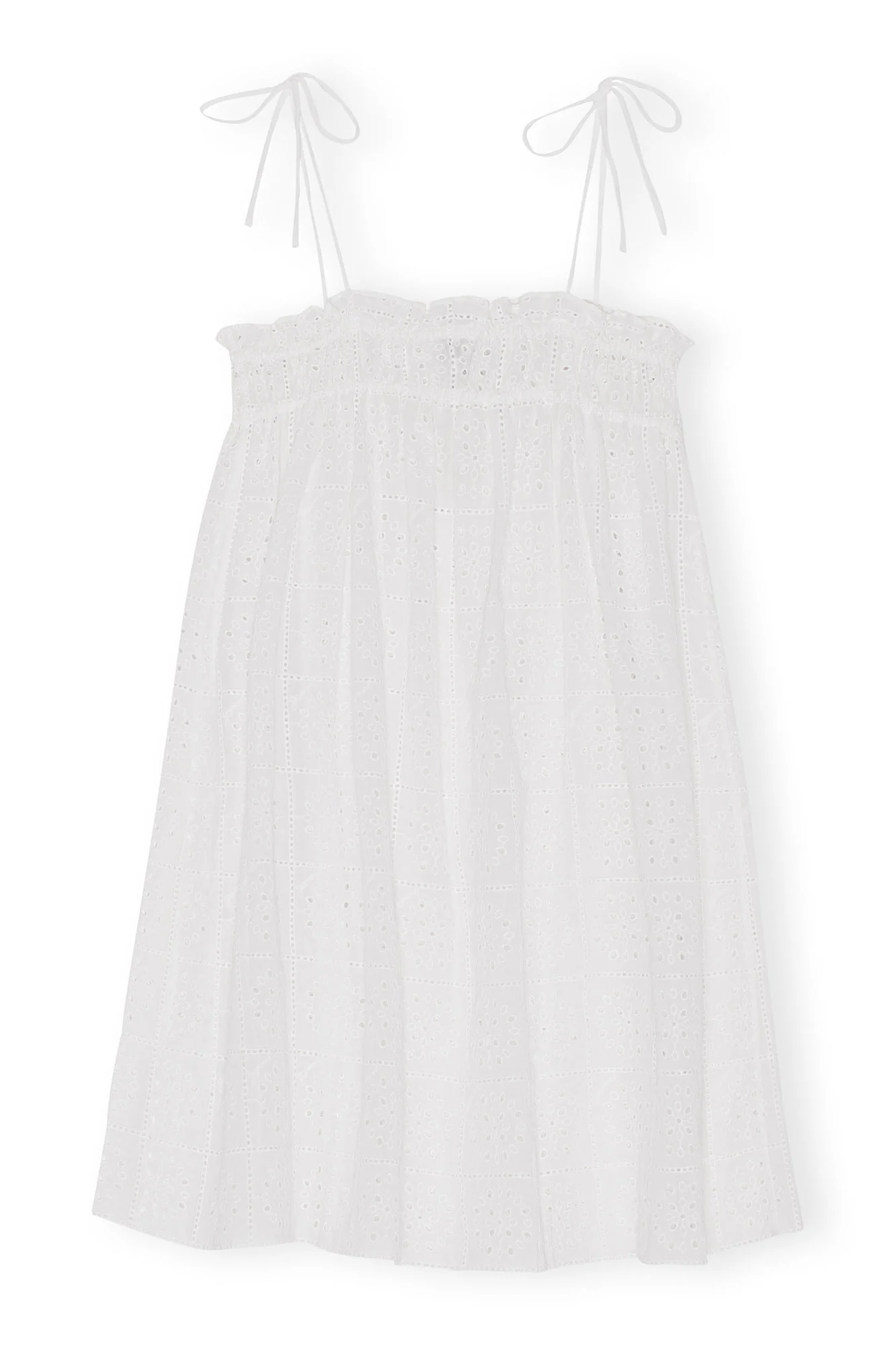 Broderie Anglaise Strap Dress | Bright White - Image 2