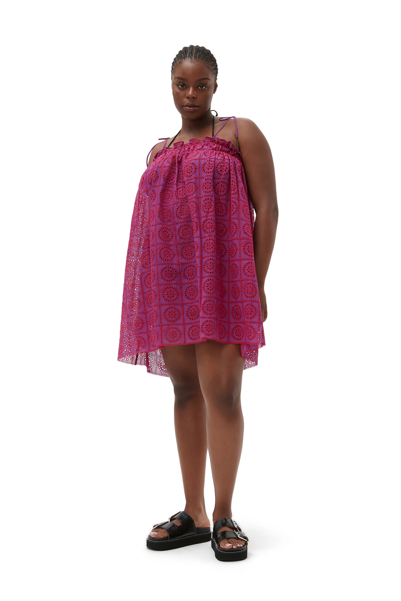 Broderie Anglaise Strap Dress | Sparkling Grape - Image 3