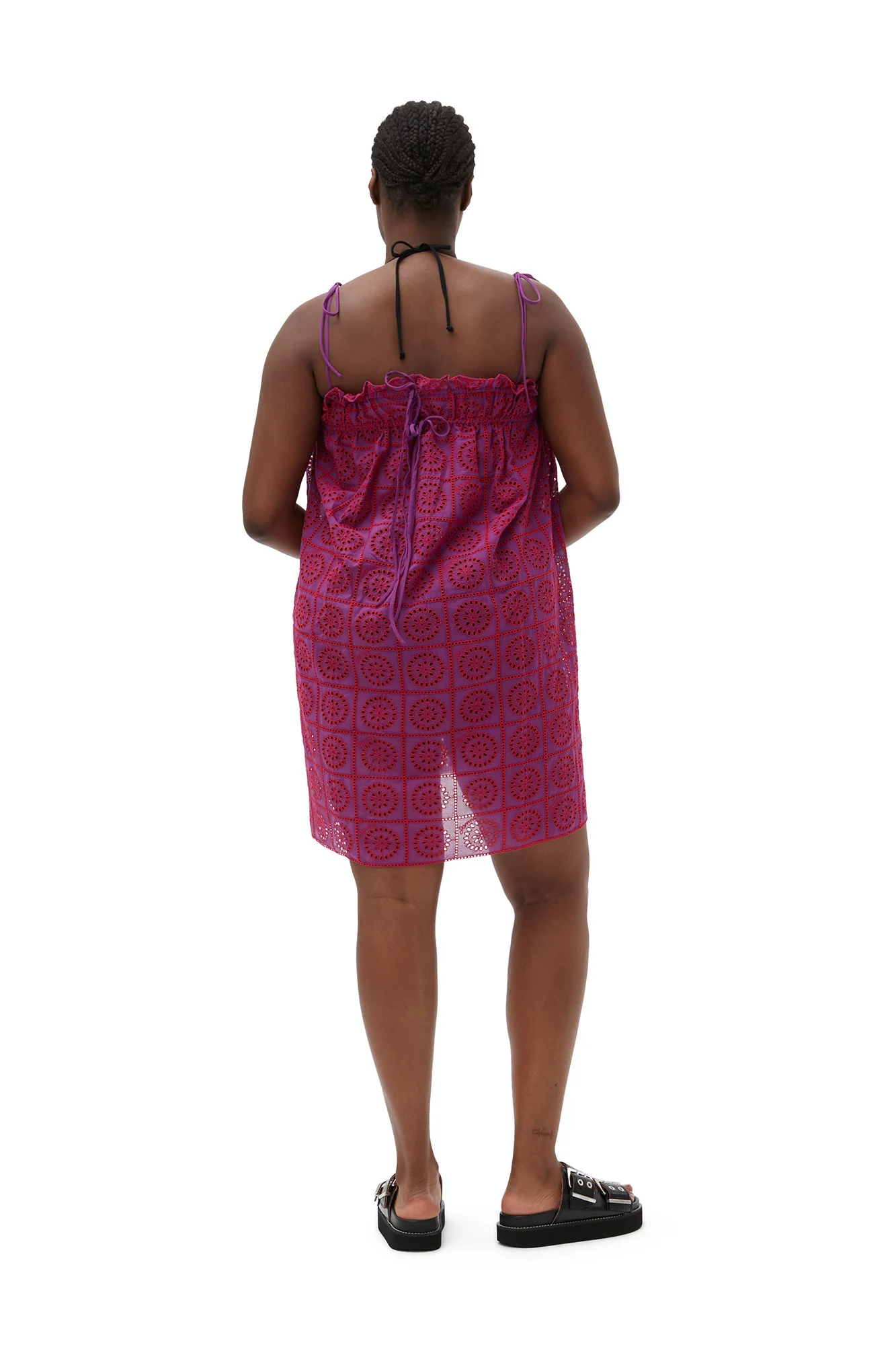 Broderie Anglaise Strap Dress | Sparkling Grape - Image 4
