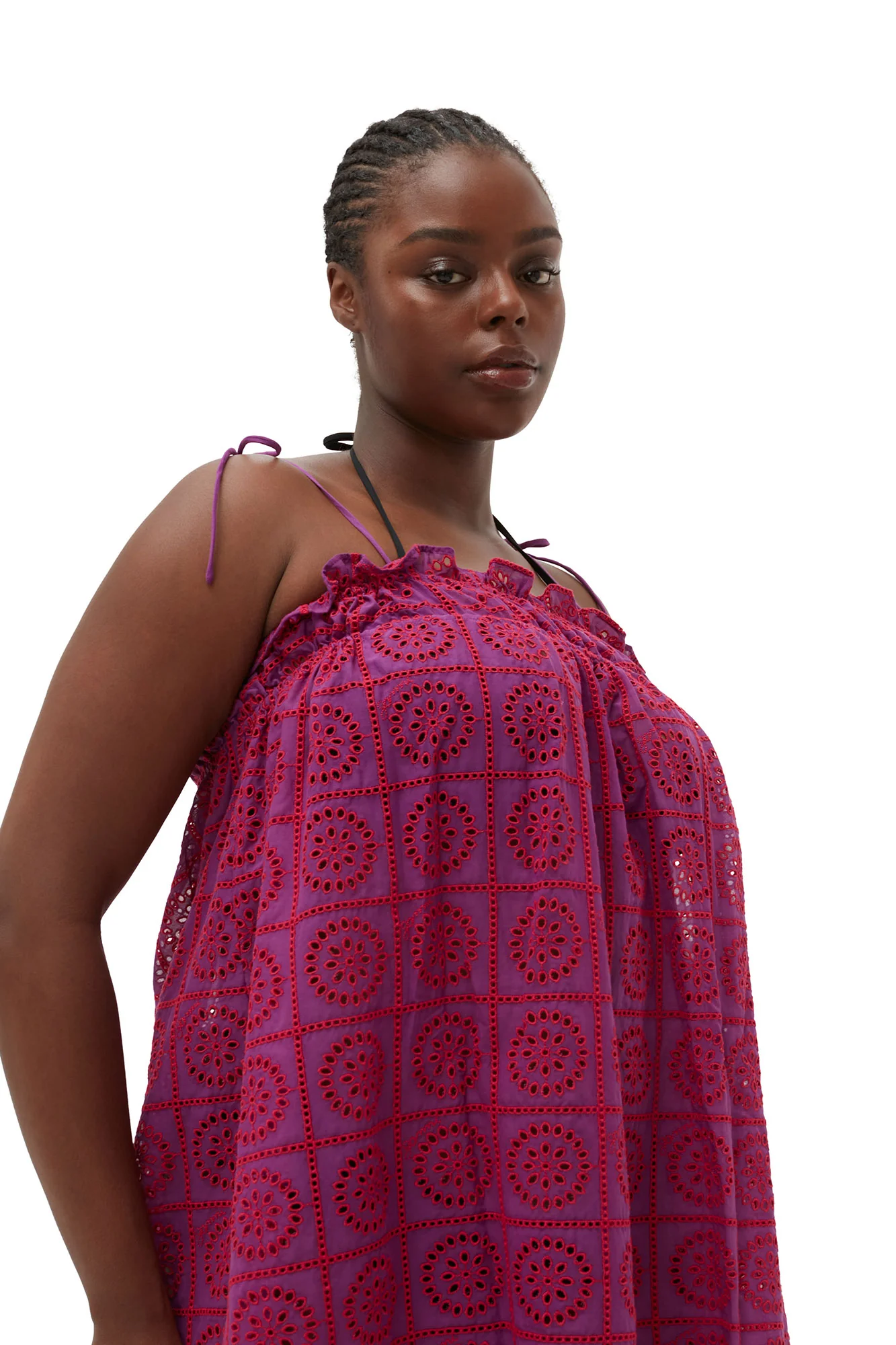 Broderie Anglaise Strap Dress | Sparkling Grape - Image 5
