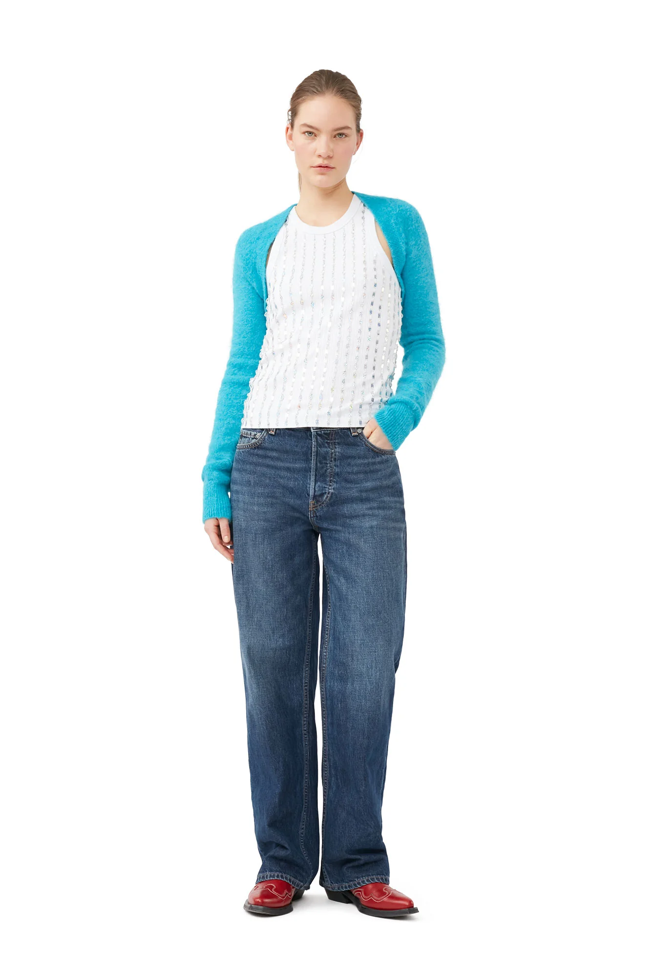 Brushed Alpaca Bolero | Blue Curacao - Image 5
