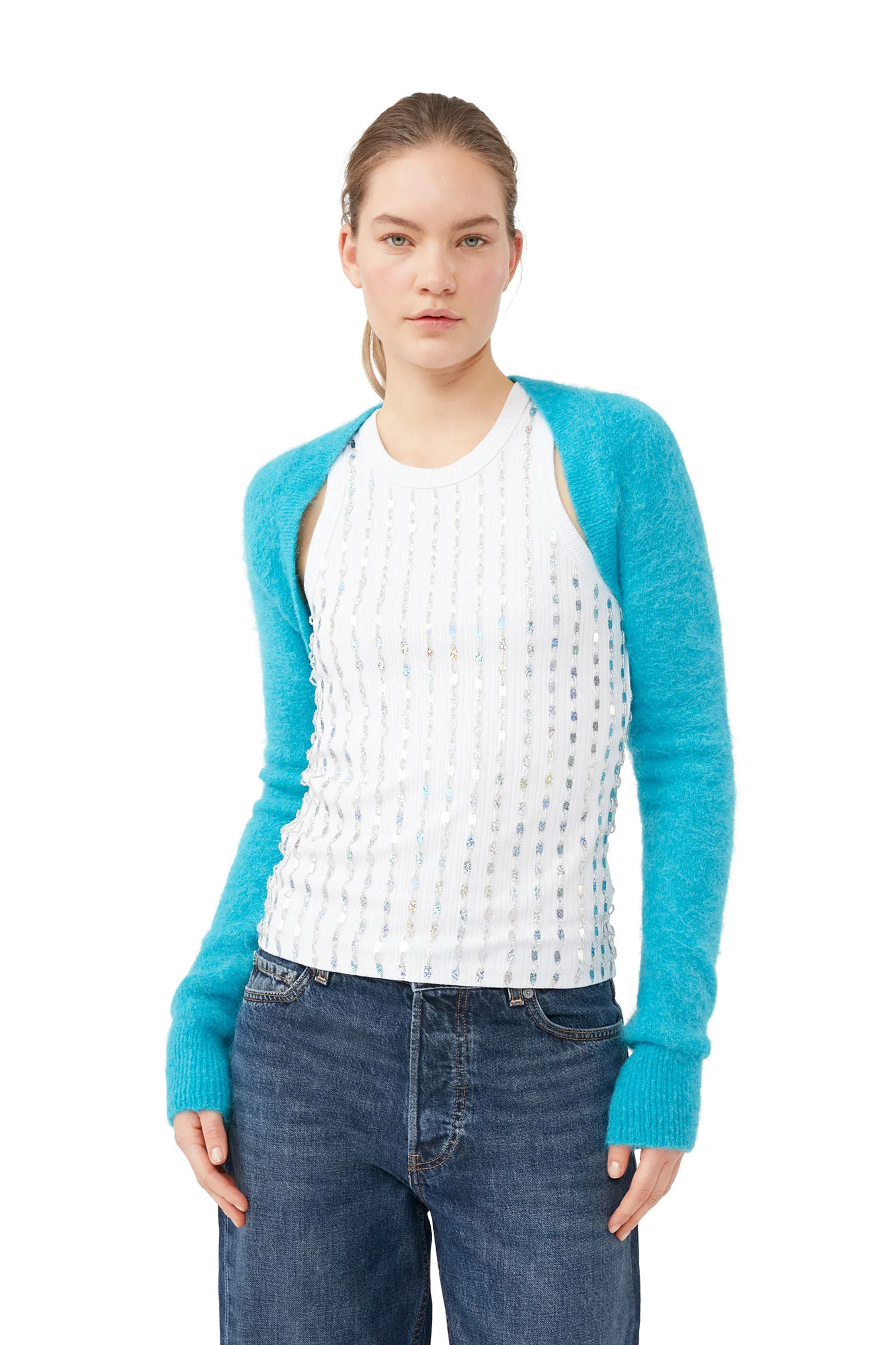 Brushed Alpaca Bolero | Blue Curacao - Image 8