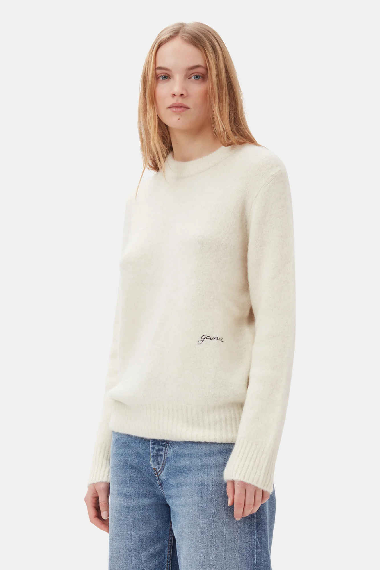 Brushed Alpaca Jumper | Egret - Image 5