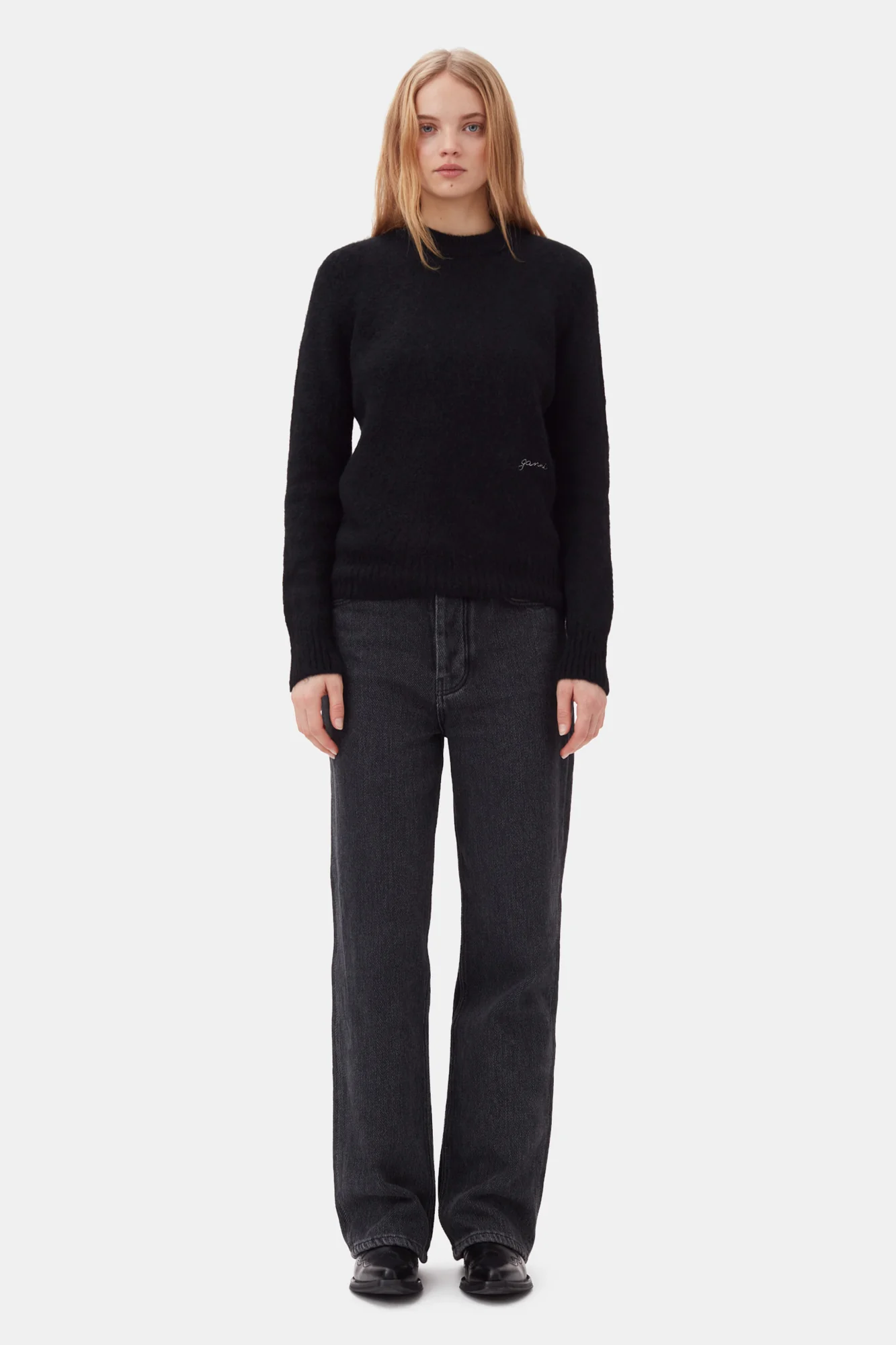 Brushed Alpaca O-Neck | Black - Image 6