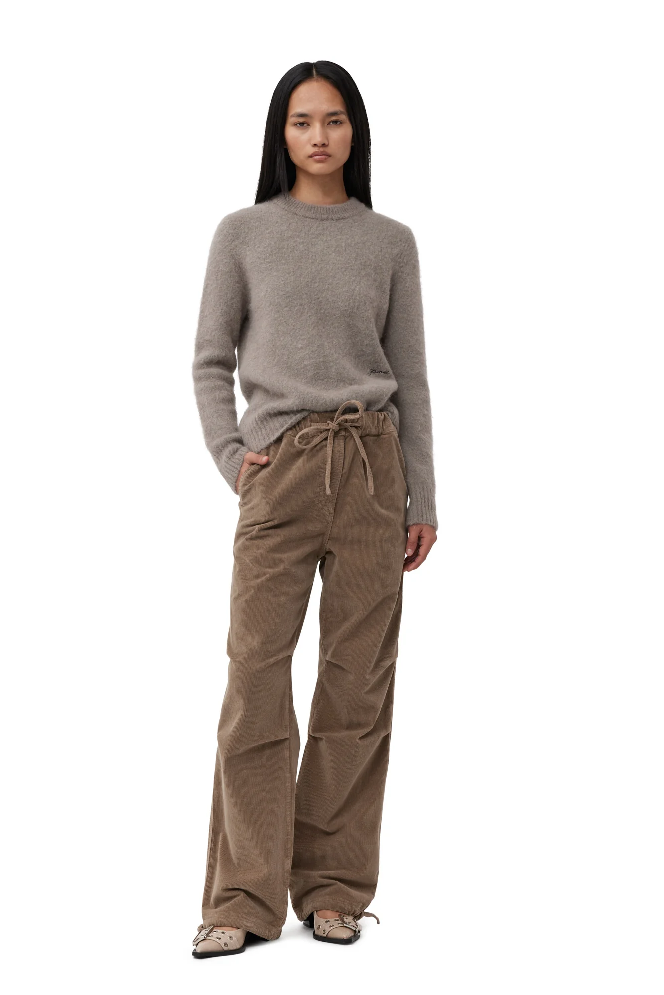 Brushed Alpaca O-Neck Sweater | Fallen Rock - Image 3