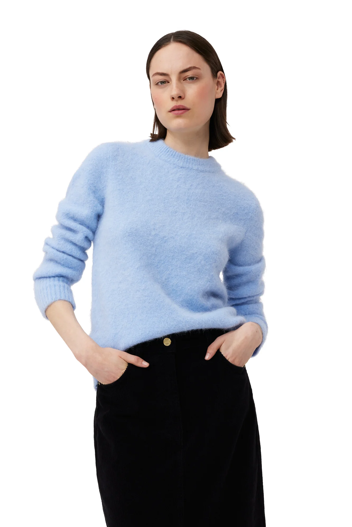 Brushed Alpaca O-Neck Sweater | Powder Blue - Image 4